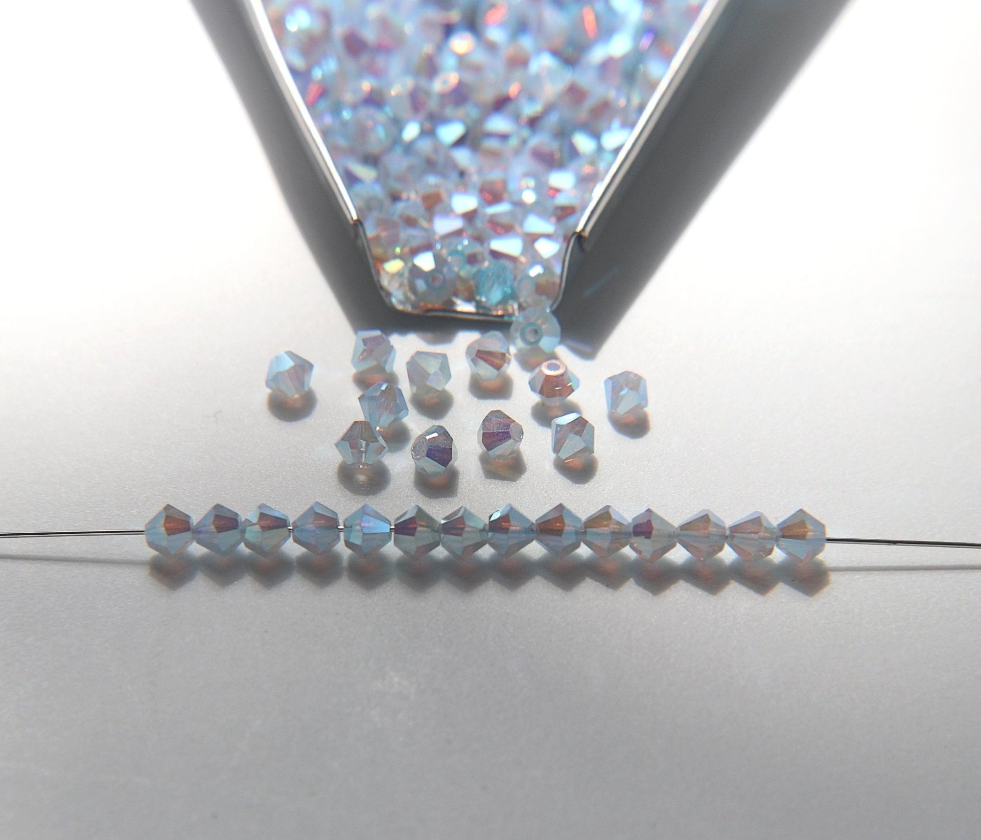 4mm Preciosa Light Sapphire Opal 2X Aurore Boreale Bicones Beads 36/72/144/432/720 Pieces PREMIUM MATERIALS,embroidery materials