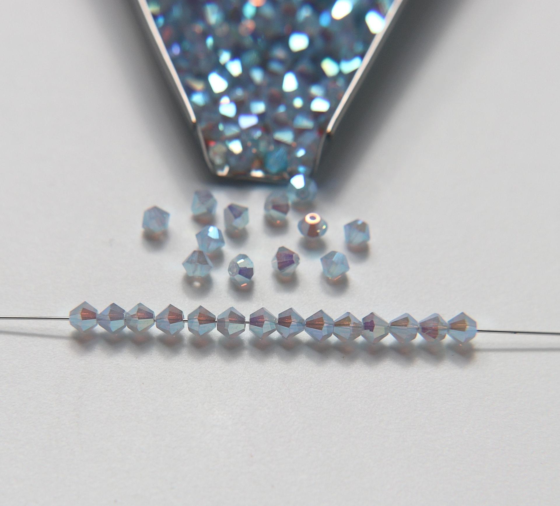 4mm Preciosa Light Sapphire Opal 2X Aurore Boreale Bicones Beads 36/72/144/432/720 Pieces PREMIUM MATERIALS,embroidery materials
