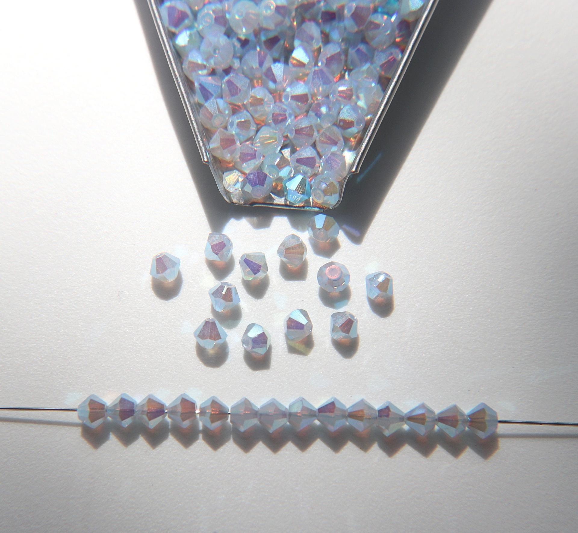 4mm Preciosa Light Sapphire Opal 2X Aurore Boreale Bicones Beads 36/72/144/432/720 Pieces PREMIUM MATERIALS,embroidery materials