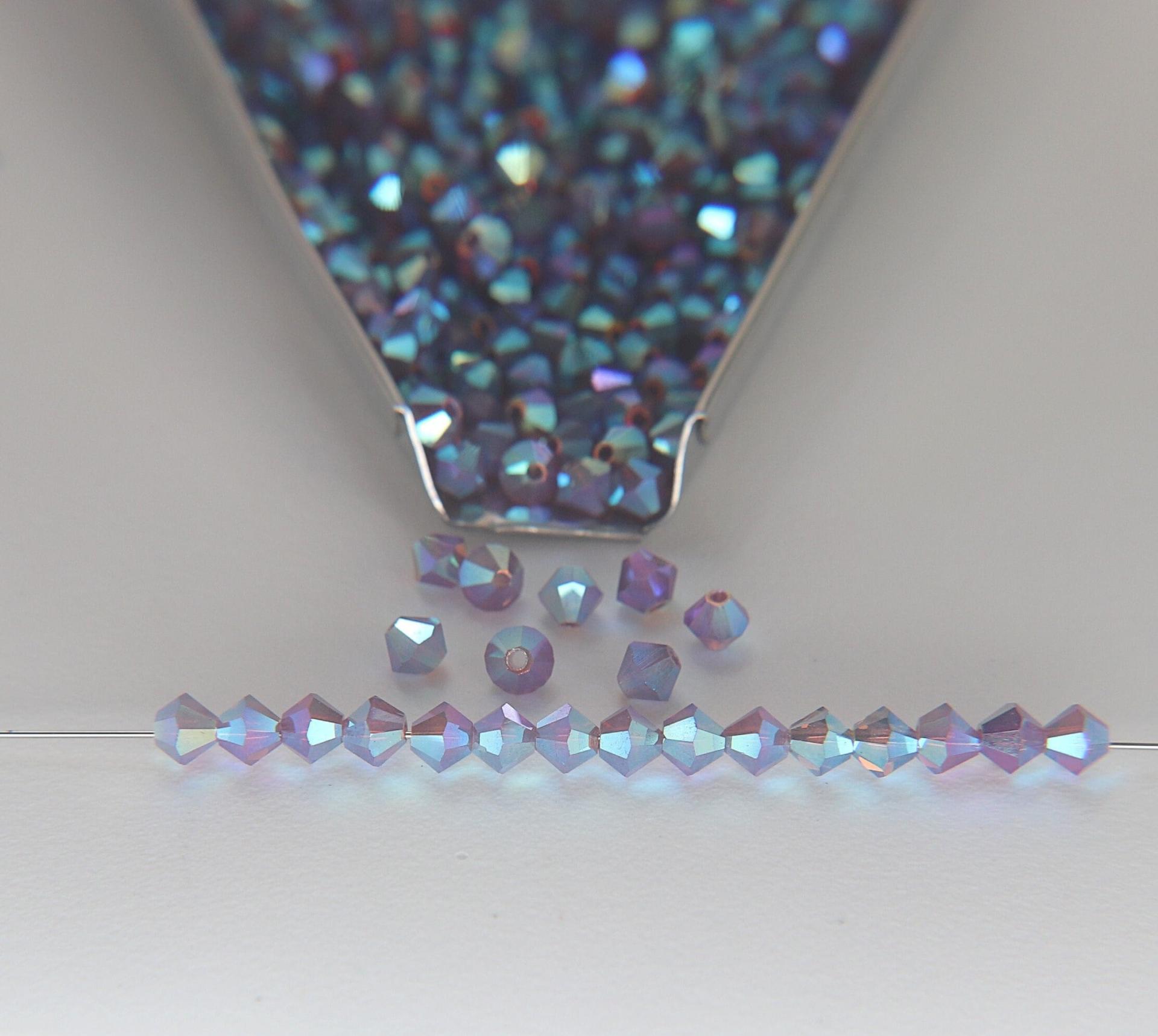 4mm Preciosa Amethyst Opal 2X Aurore Boreale Bicones Beads 36/72/144/432/720 Pieces PREMIUM MATERIALS,embroidery materials