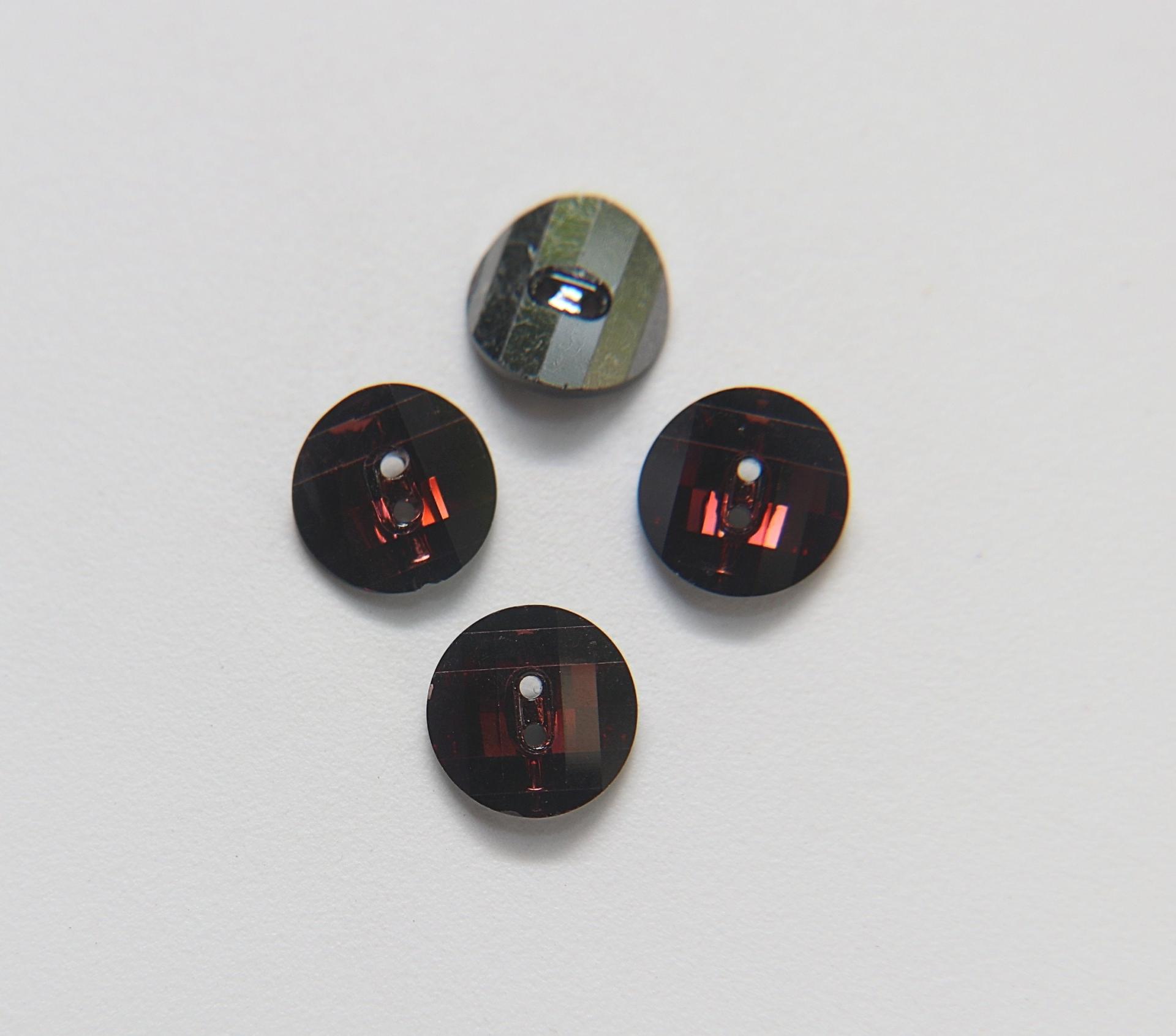 Swarovski 3016 Burgundy 12 mm Round Button. Potato chip / slightly twisted Cystal 2/6/12 pieces