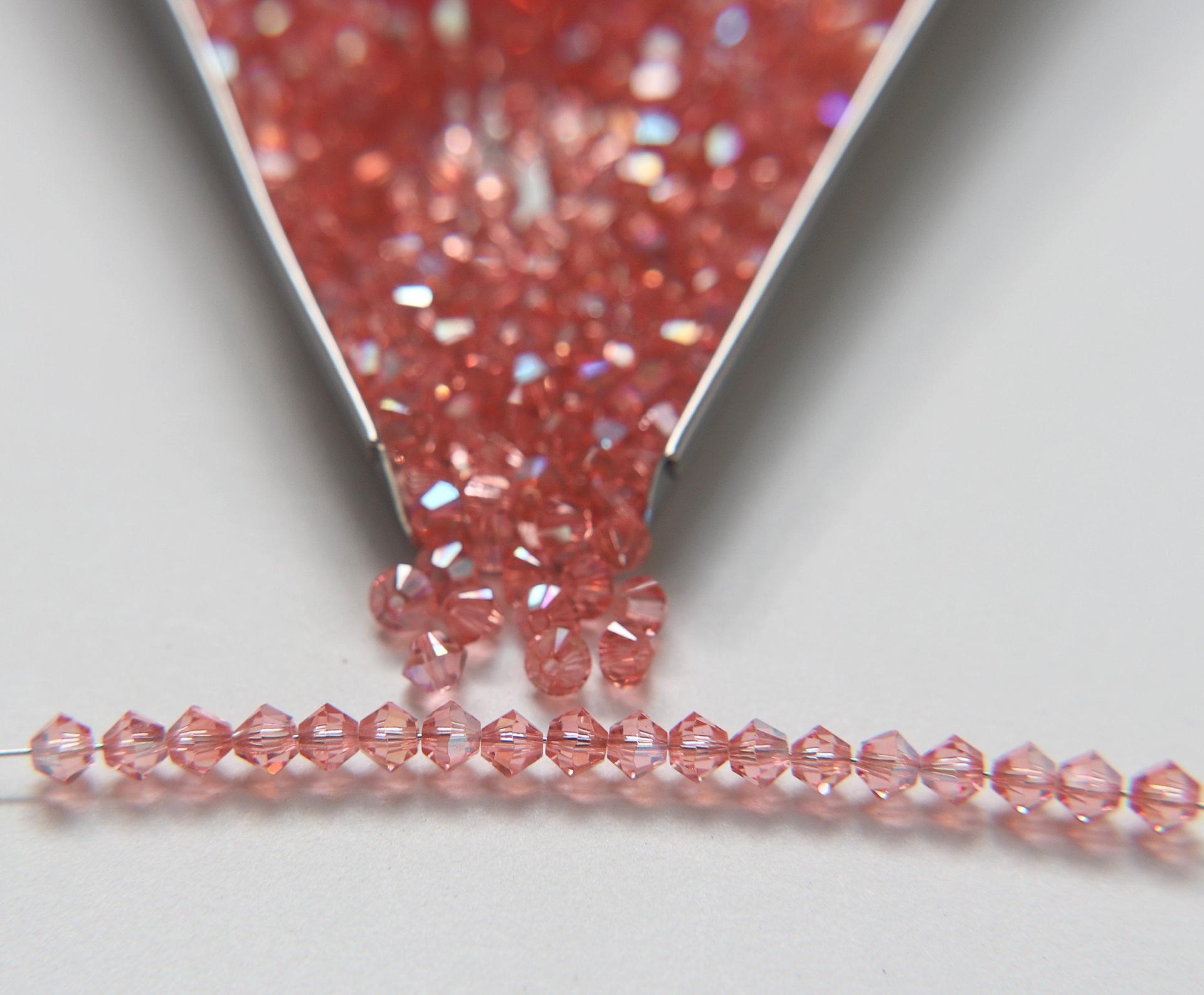 4mm Swarovski Rose Peach Aurore Boreale Bicones beads rainbow 36/72/144/432/720 Pieces rainbow beads, jewelry making, couture embellishment