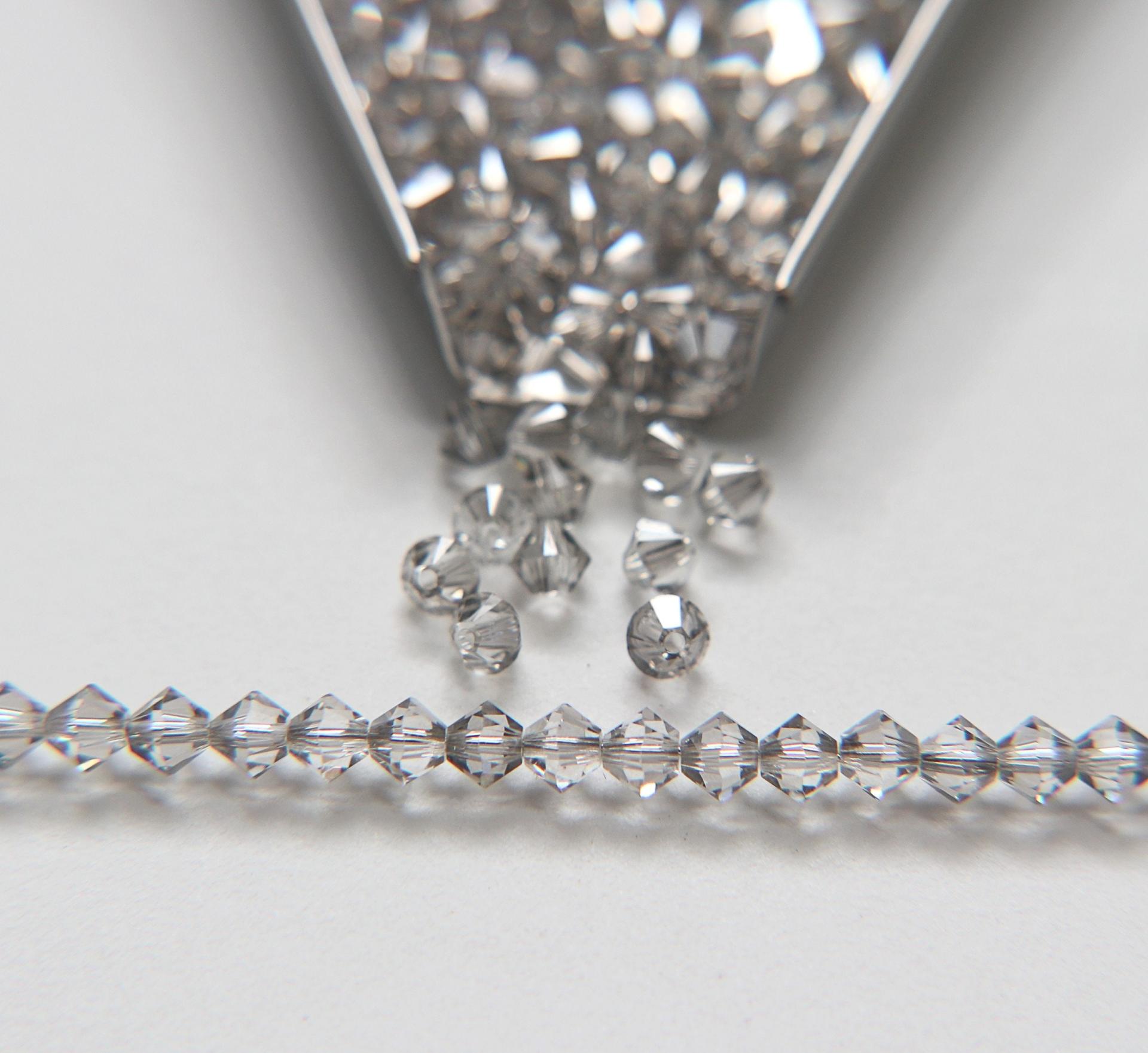 4mm Crystal Silver Shade Swarovski Bicone Cuts Beads 36/72/144/432/720 Pieces jewelry making, loose beads