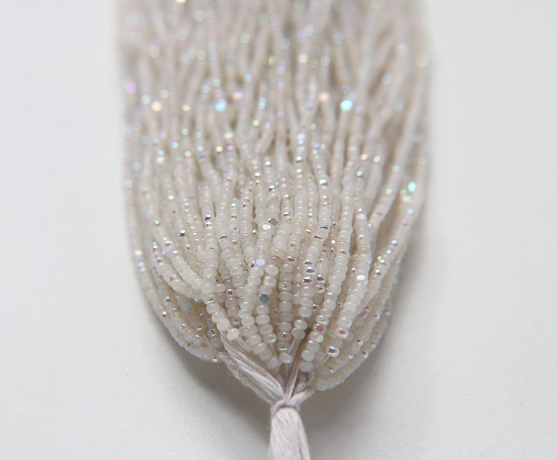 11/0 Hanks Charlotte Cut Beads Patina White Opal Aurore Boreale 1/5/25/50/100 Hanks PREMIUM SEED BEADS, Native Supplies