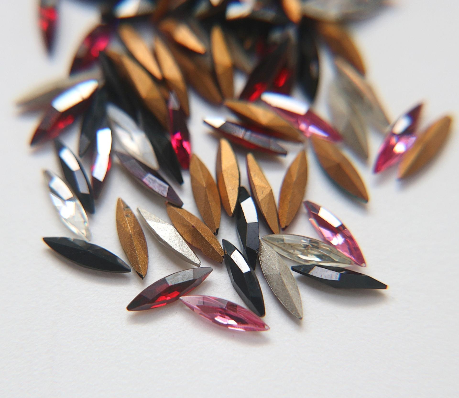 11x3mm Swarovski Mix Colors Marquise New Vintage Pointy Back Navette 4200 crystals Jewery making stones gemstones