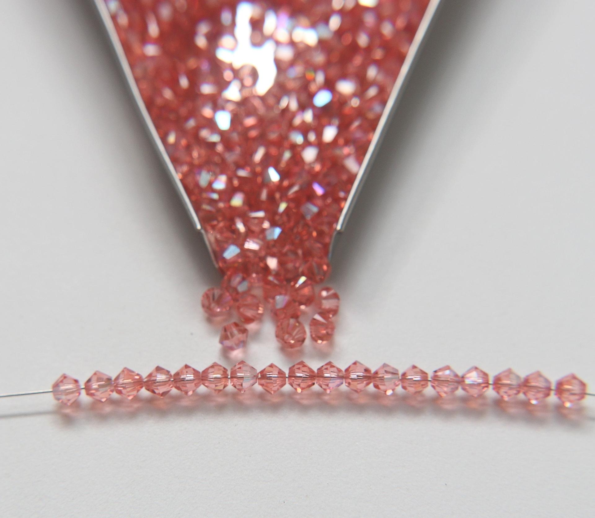4mm Swarovski Rose Peach Aurore Boreale Bicones beads rainbow 36/72/144/432/720 Pieces rainbow beads, jewelry making, couture embellishment