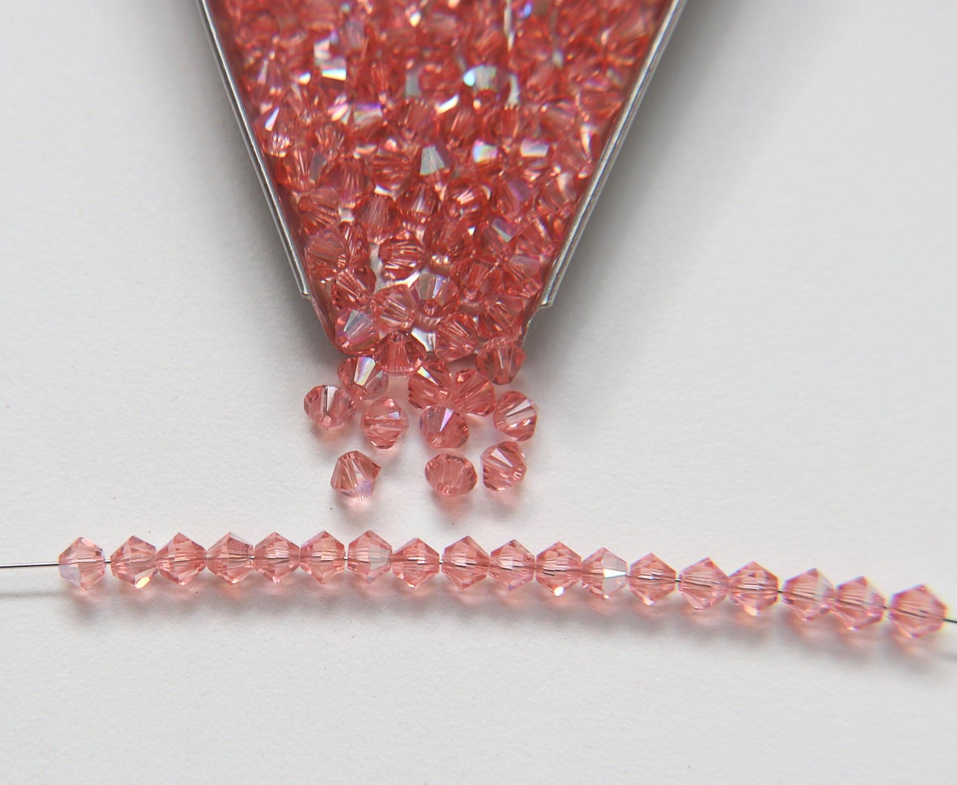 4mm Swarovski Rose Peach Aurore Boreale Bicones beads rainbow 36/72/144/432/720 Pieces rainbow beads, jewelry making, couture embellishment