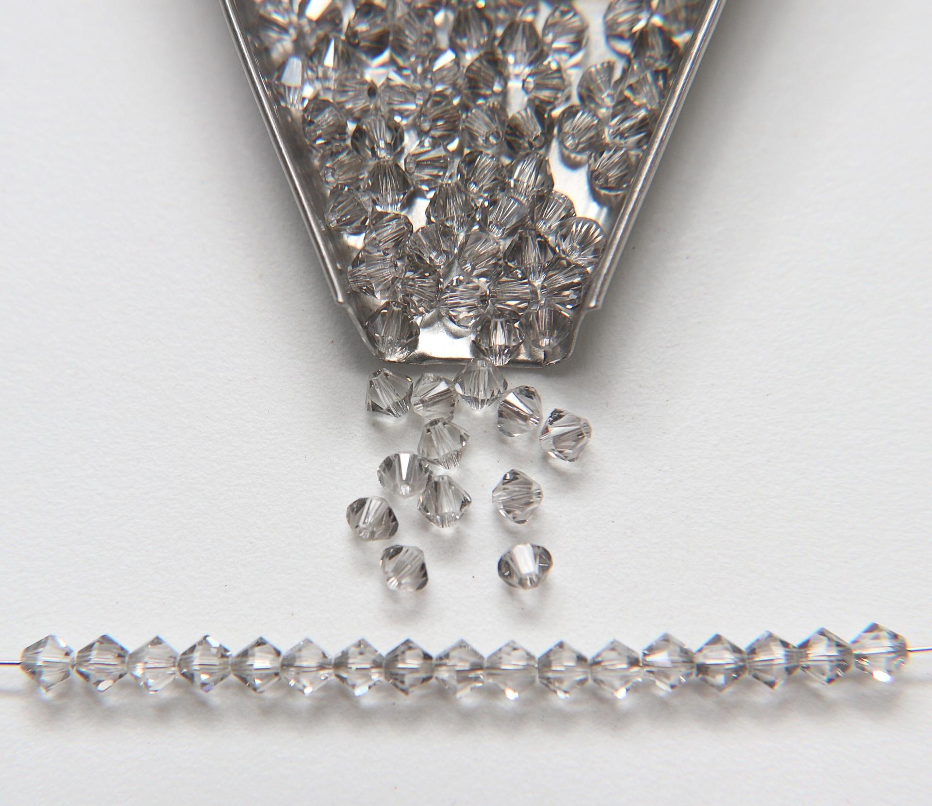 4mm Crystal Silver Shade Swarovski Bicone Cuts Beads 36/72/144/432/720 Pieces jewelry making, loose beads
