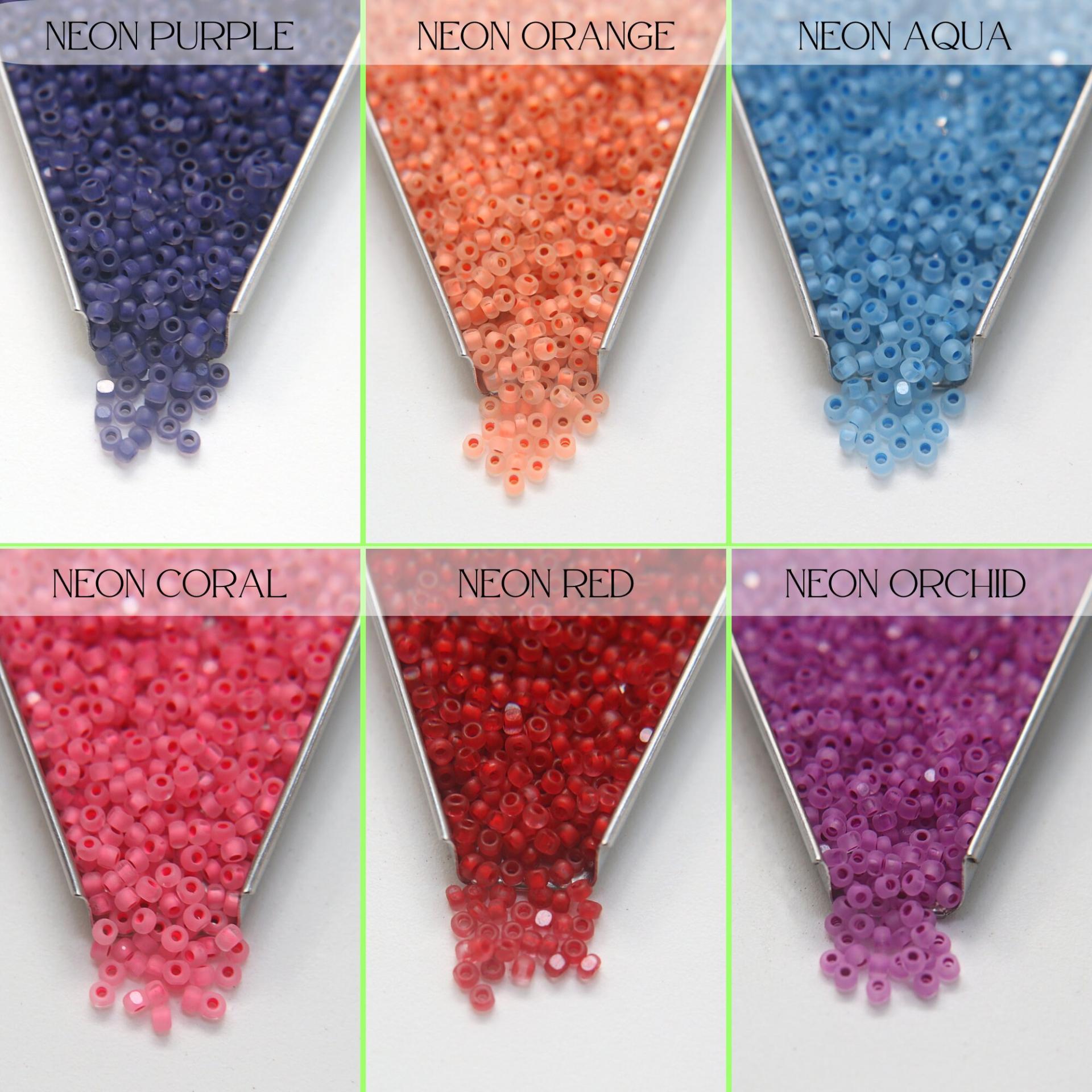8/0 Charlotte Cut Beads MATT Neon Linings Grams frosted glass beads jewelry supply native beads embroidery supply