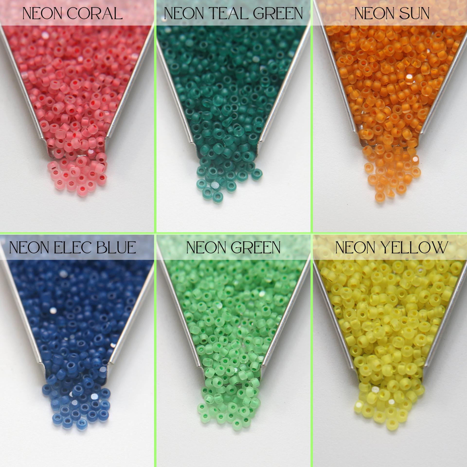 8/0 Charlotte Cut Beads MATT Neon Linings Grams frosted glass beads jewelry supply native beads embroidery supply