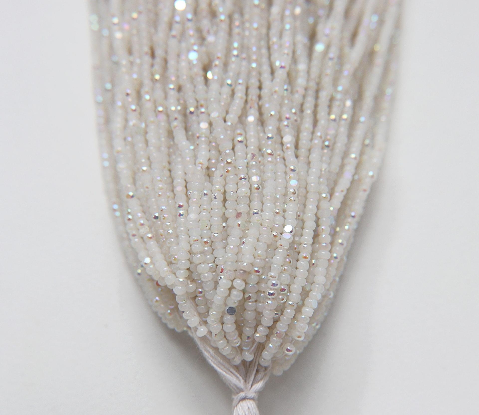 11/0 Hanks Charlotte Cut Beads Patina White Opal Aurore Boreale 1/5/25/50/100 Hanks PREMIUM SEED BEADS, Native Supplies