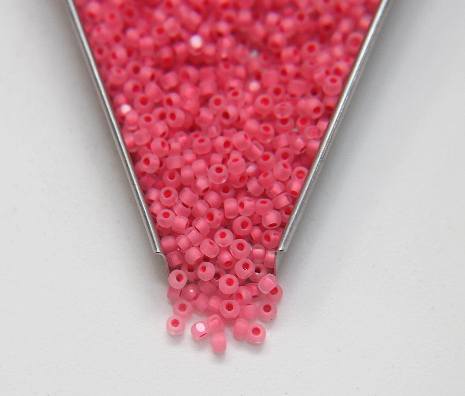 8/0 Charlotte Cut Beads MATT Neon Linings Grams frosted glass beads jewelry supply native beads embroidery supply