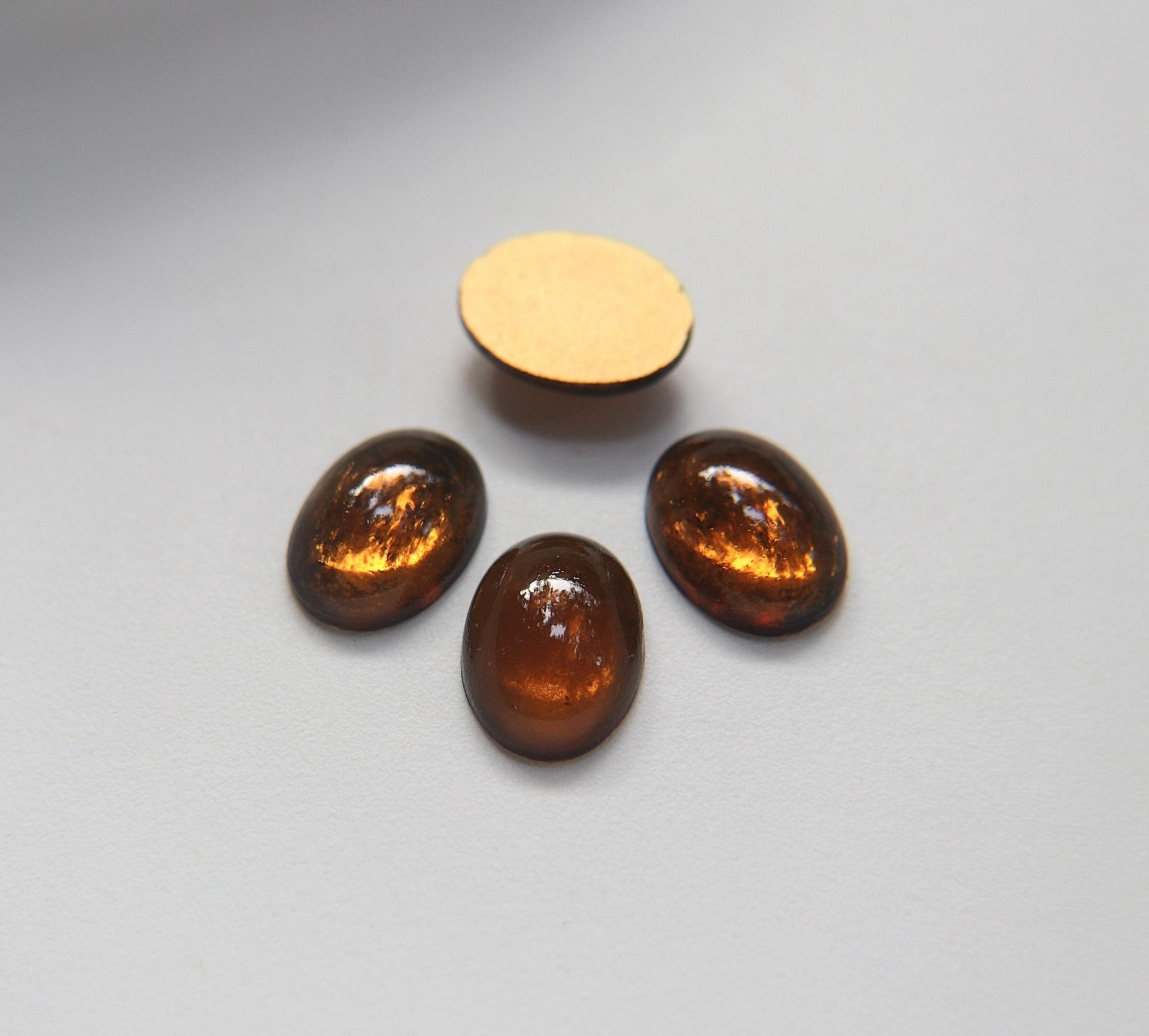 Preciosa 18x13 mm Lamp Cab Vintage Smoky Quartz Foiled Flat Back Oval Cabochon old ornaments making