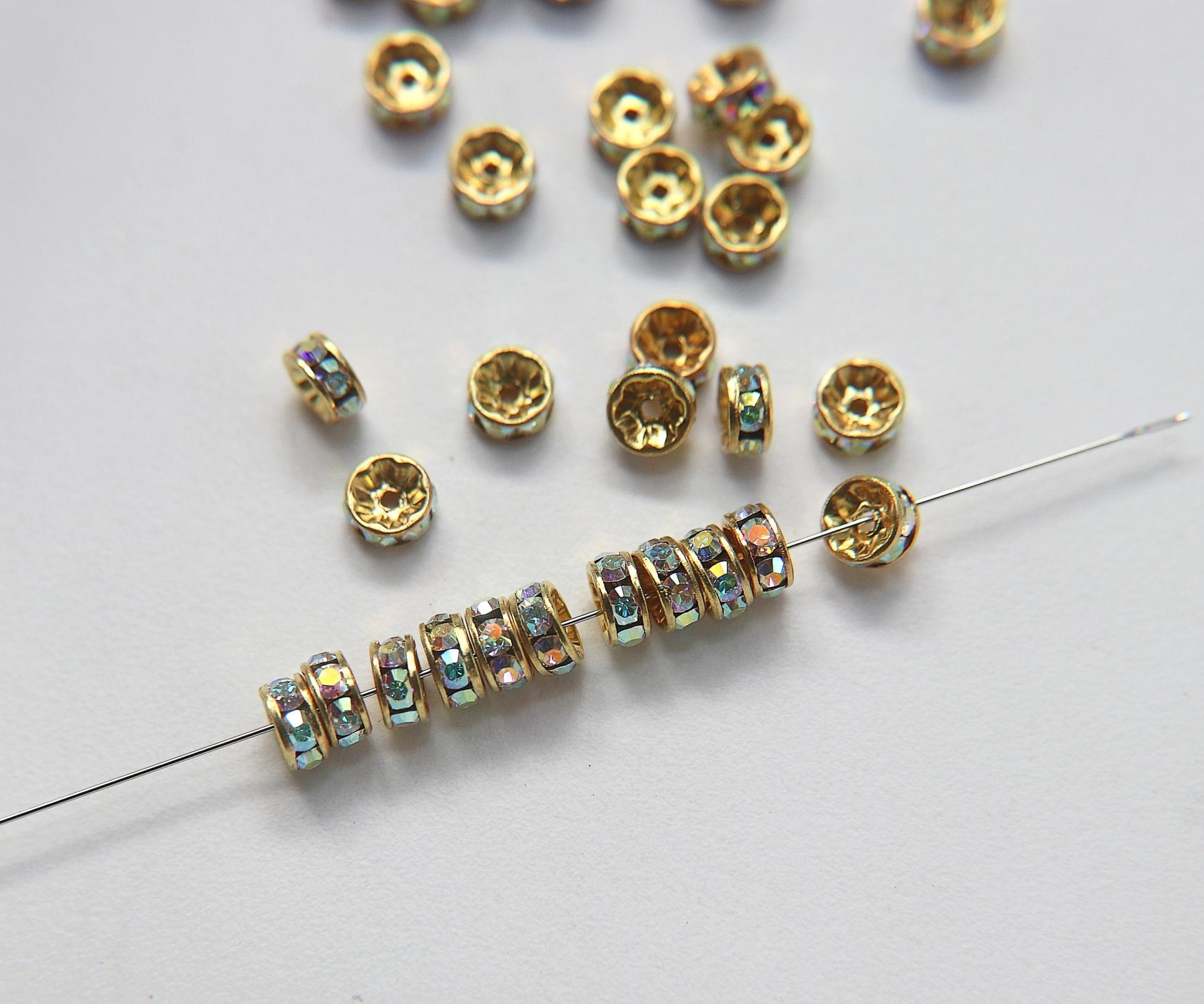 Swarovski Spacer Rondelle 177506 6mm Metal findings vintage components jewelry making craft supplies decorations