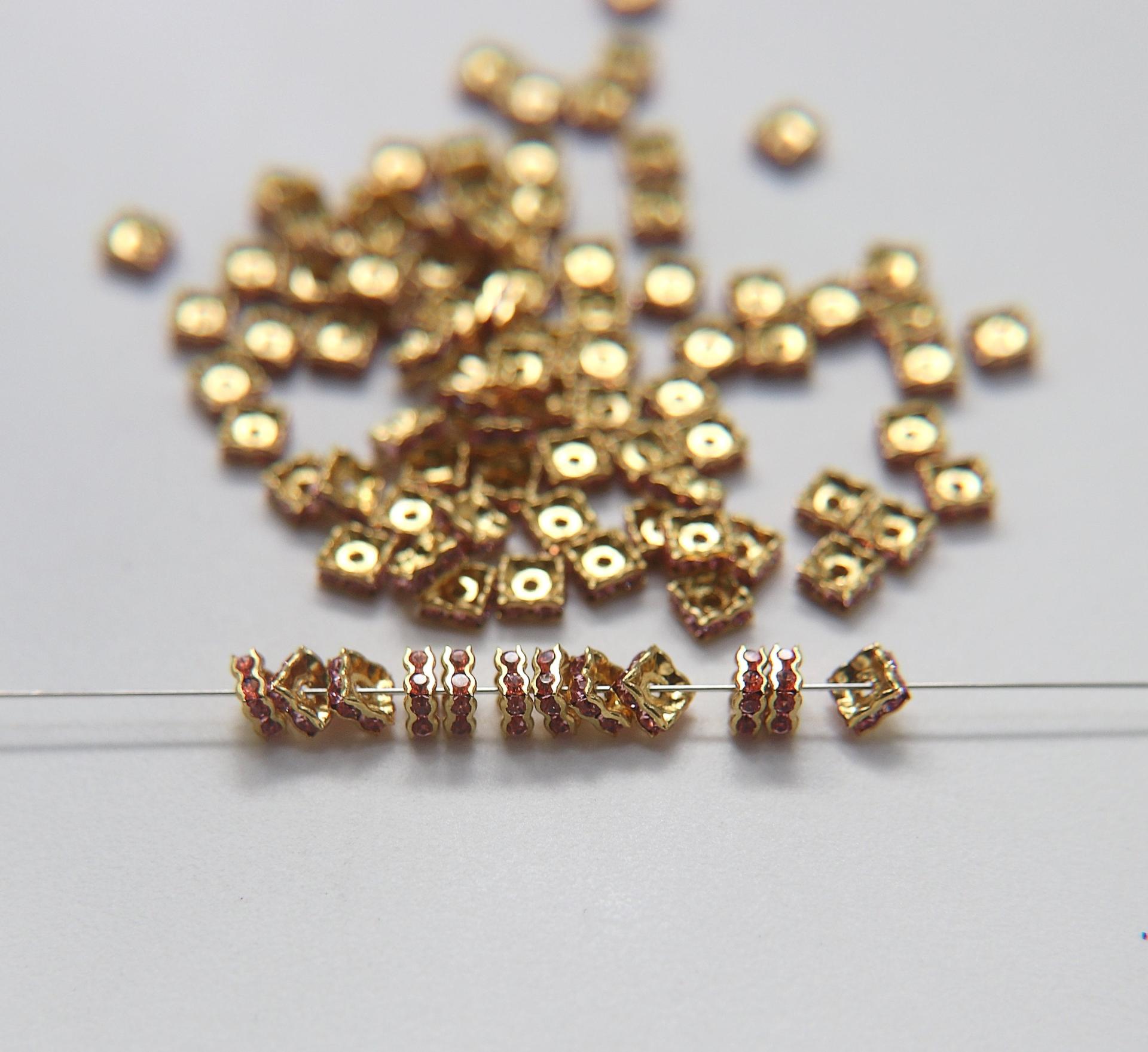 Swarovski Square Spacer Rondelle 177604 5mm Metal findings vintage components jewelry making craft supplies decorations