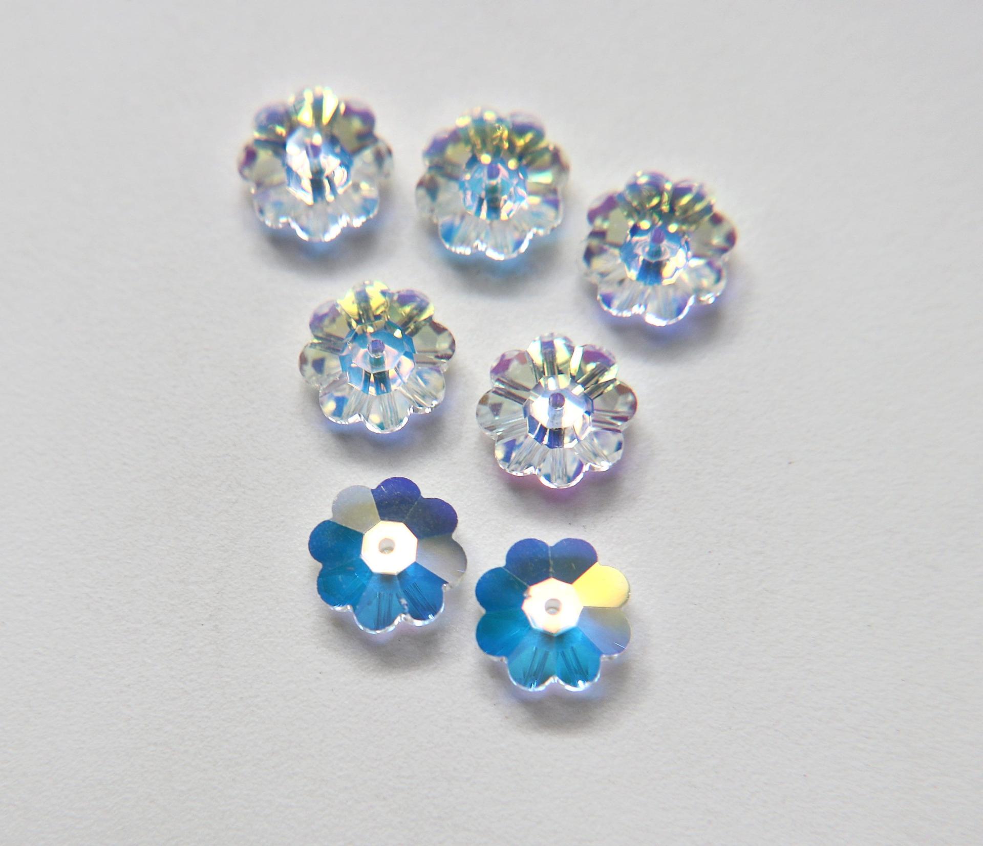 12mm Swarovski Crystal Aurore Boreale Unfoiled 3700 Marguerite Lochrose Margarita Flower Beads jewelry making Vintage finding