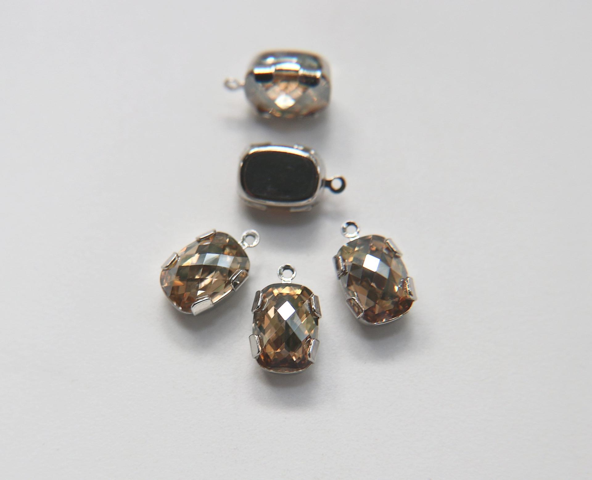 SWAROVSKI Rectangke Drop in drop setting Rhodium plated 18x11mm 1 piece jewelry supplies pendant