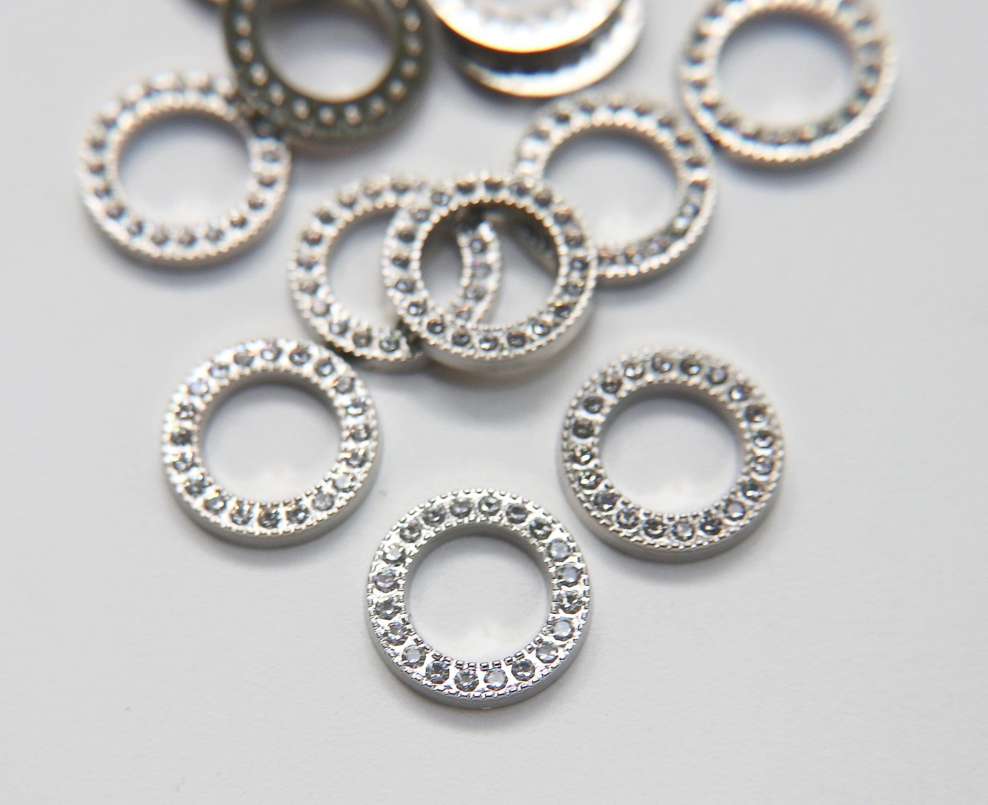 20mm Swarovski Round Ring 4 pieces Rhodium Plated Plastic findings vintage components jewelry making craft supplies decoration