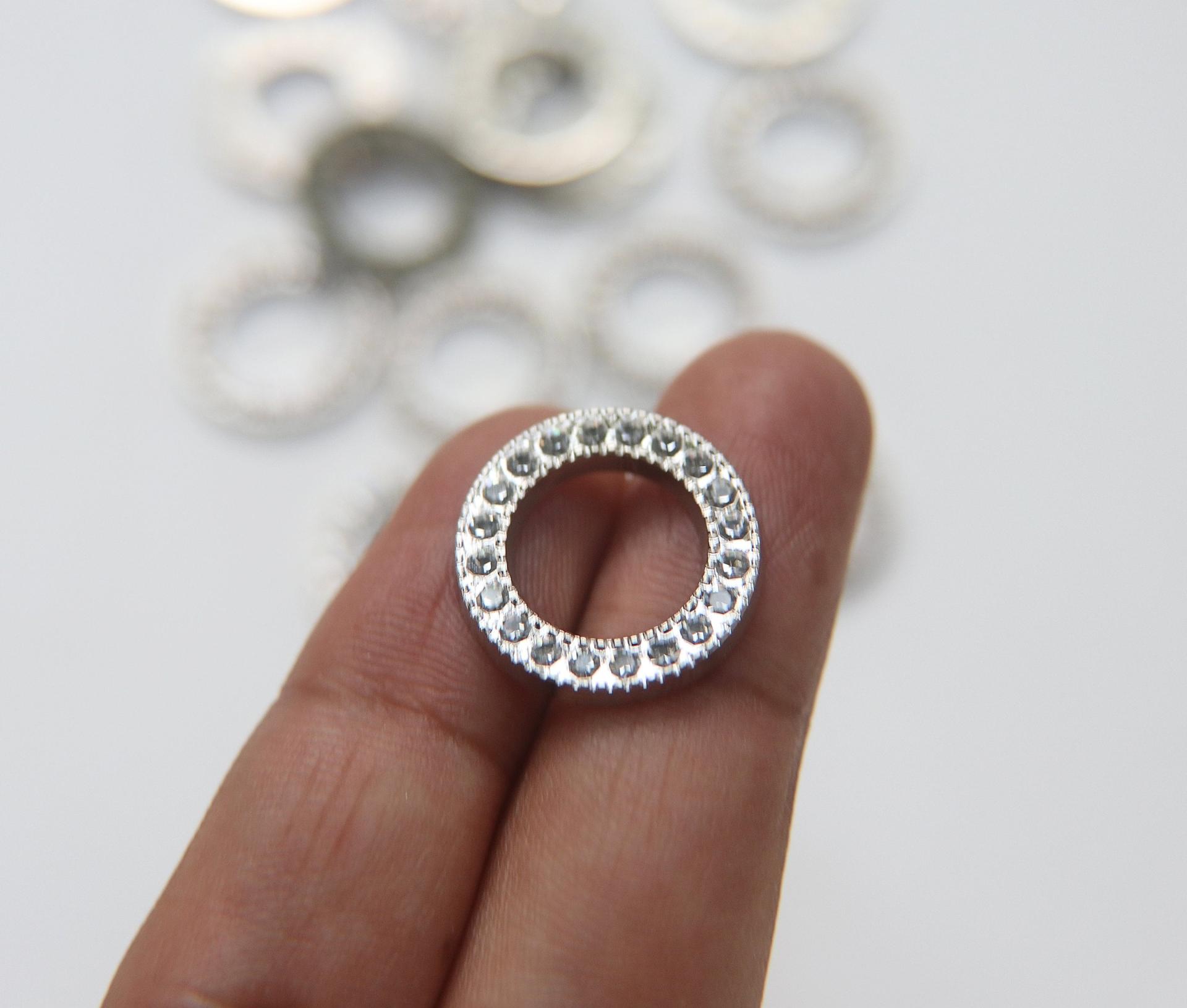 20mm Swarovski Round Ring 4 pieces Rhodium Plated Plastic findings vintage components jewelry making craft supplies decoration