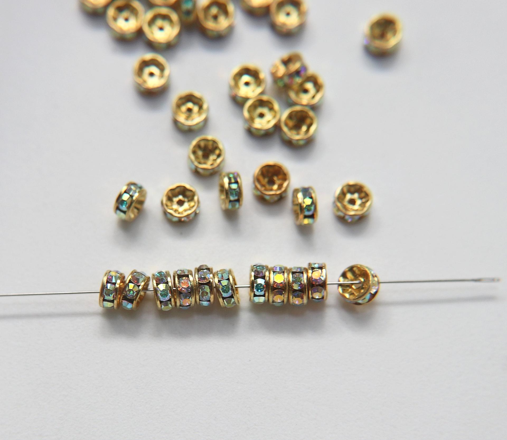 Swarovski Spacer Rondelle 177506 6mm Metal findings vintage components jewelry making craft supplies decorations
