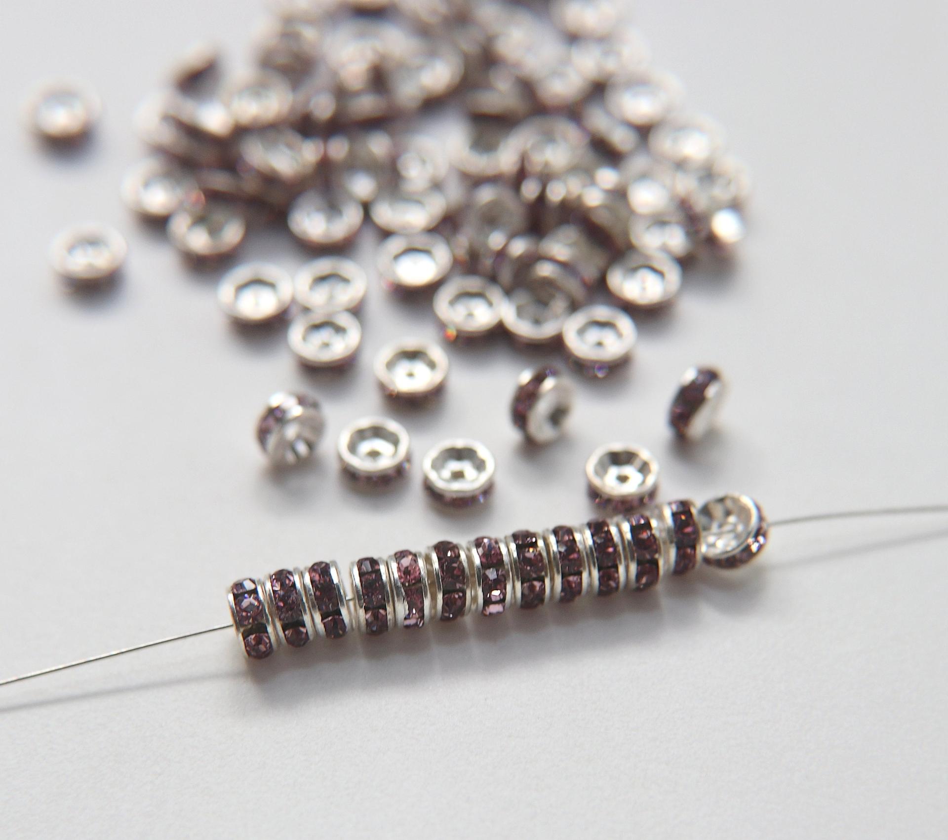Swarovski Spacer Rondelle 177506 6mm Metal findings vintage components jewelry making craft supplies decorations