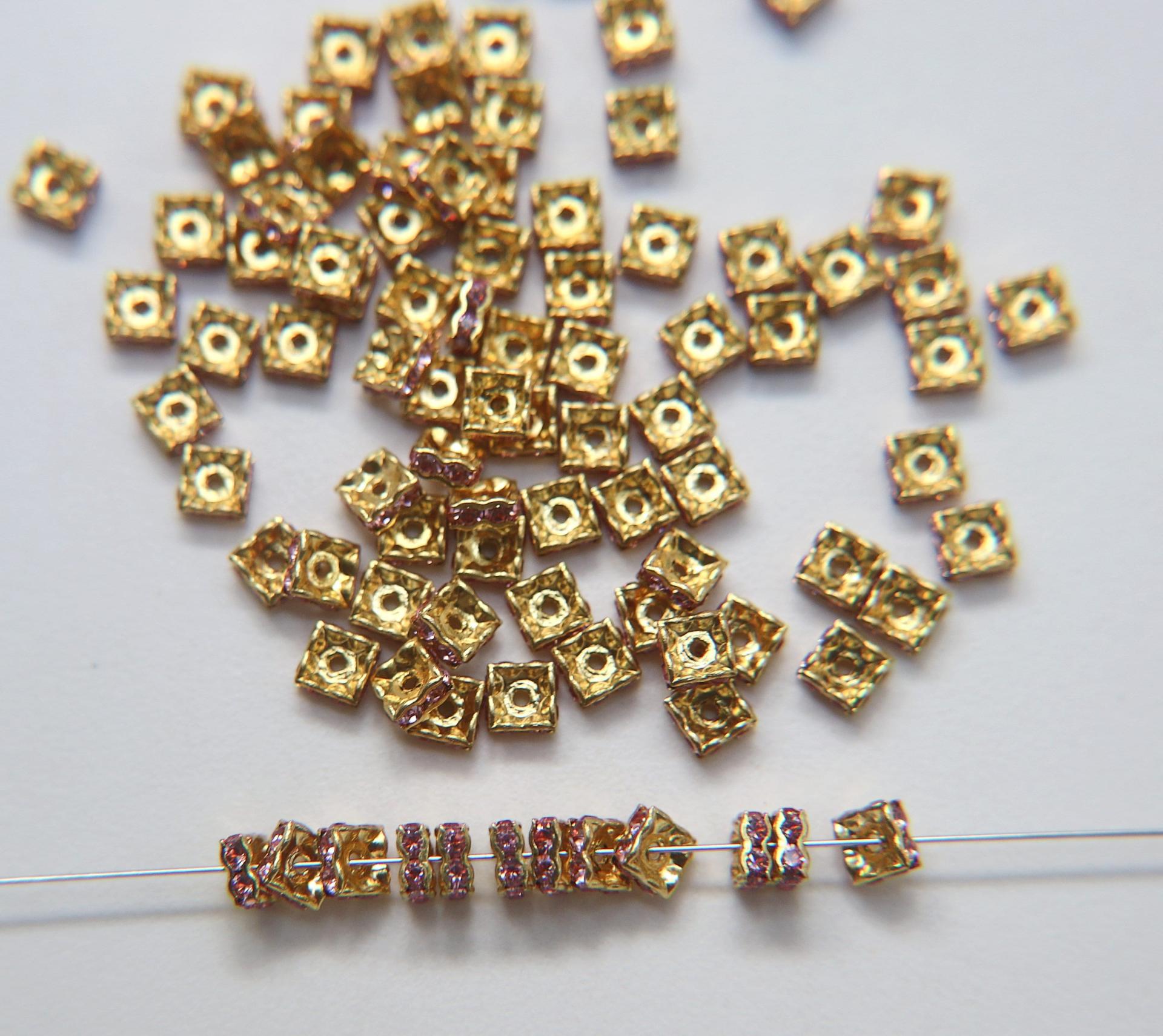 Swarovski Square Spacer Rondelle 177604 5mm Metal findings vintage components jewelry making craft supplies decorations