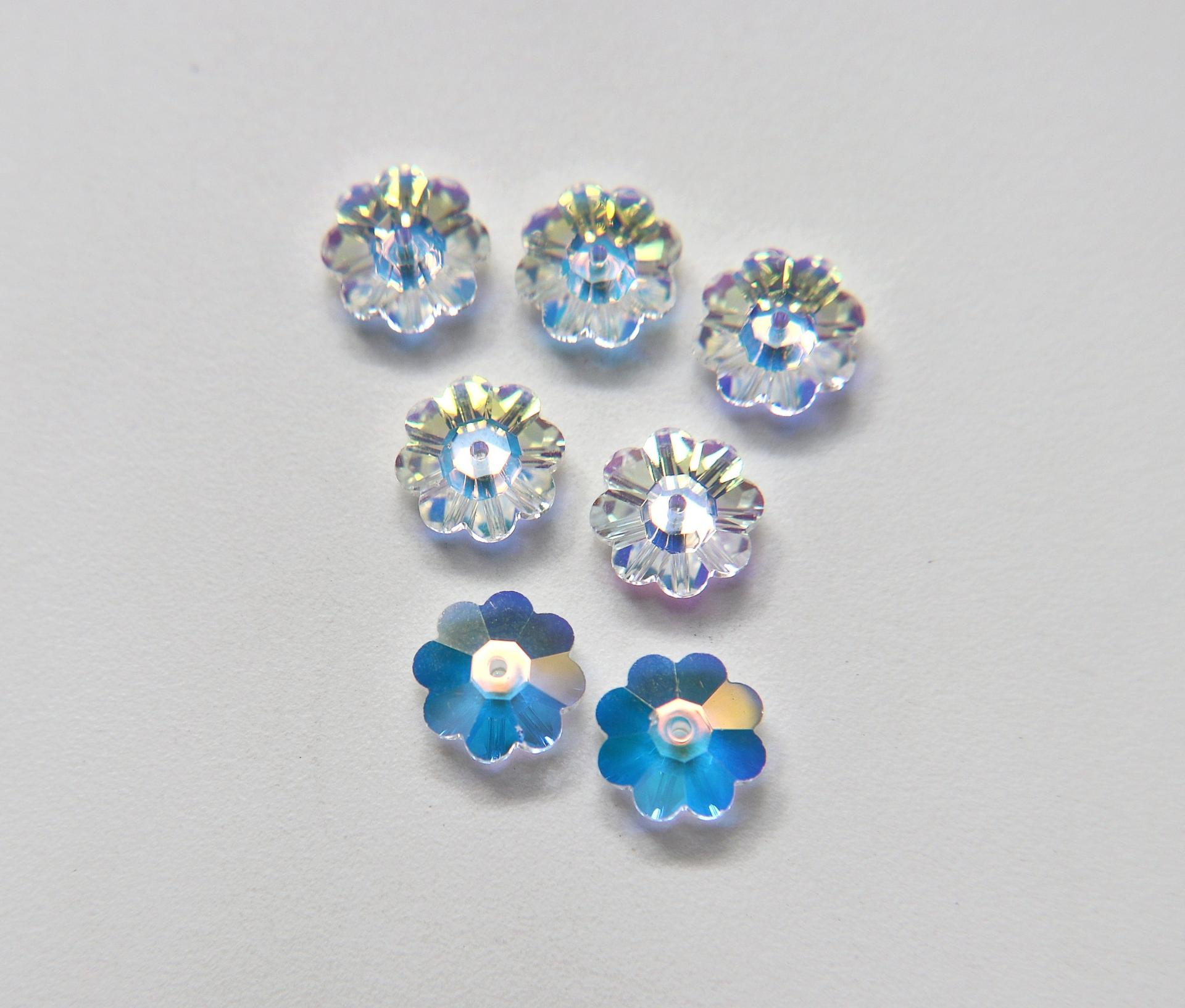 12mm Swarovski Crystal Aurore Boreale Unfoiled 3700 Marguerite Lochrose Margarita Flower Beads jewelry making Vintage finding