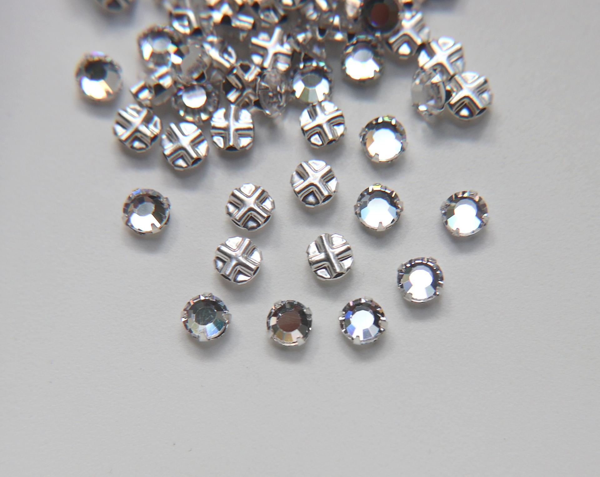 30ss Clear Flatback Swarovski Crystal Rose Montees 7 mm Silver Plated 6 pieces Mounted Rose Montees sewon embroidery materials wedding decor
