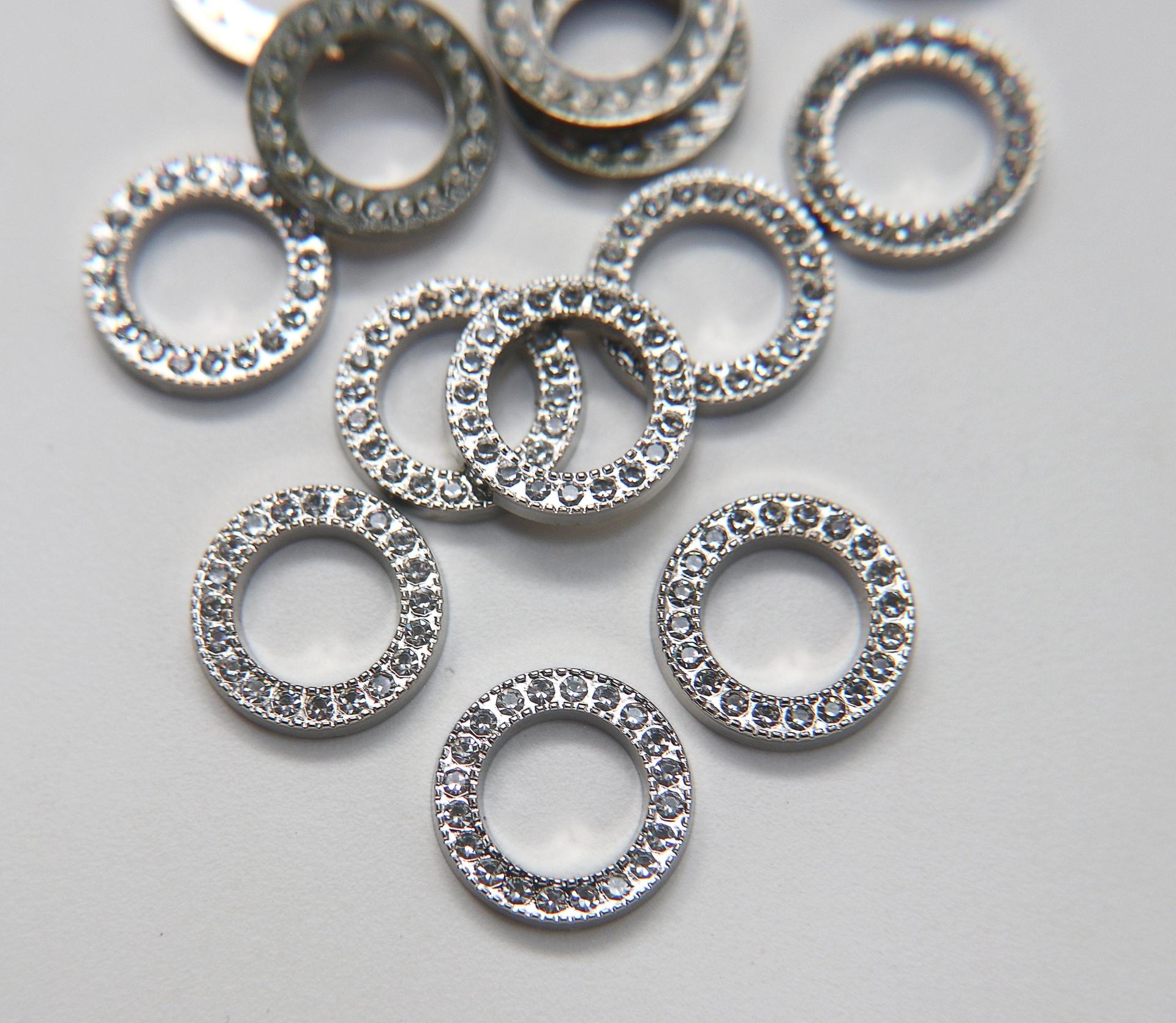 20mm Swarovski Round Ring 4 pieces Rhodium Plated Plastic findings vintage components jewelry making craft supplies decoration