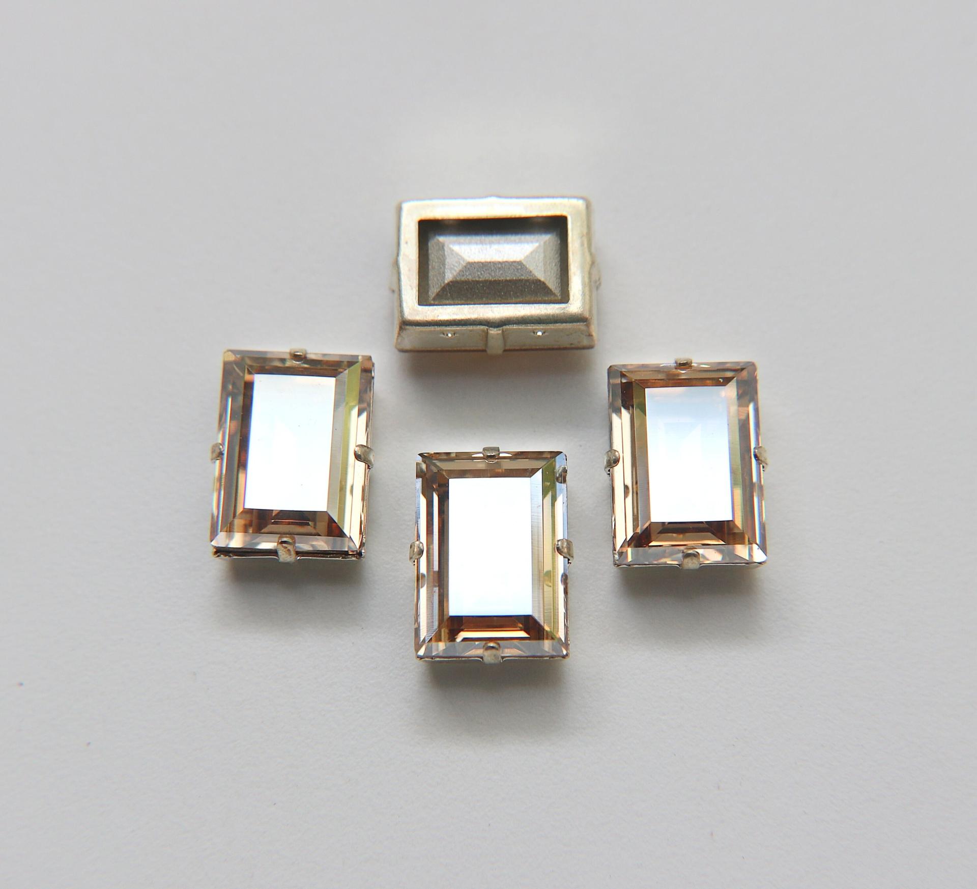 Swarovski 18x13 Crystal Golden Shadow 4527 step cut Silver Clips Sewon 4 hole embroidery material sewing jewelry making craft vintage supply