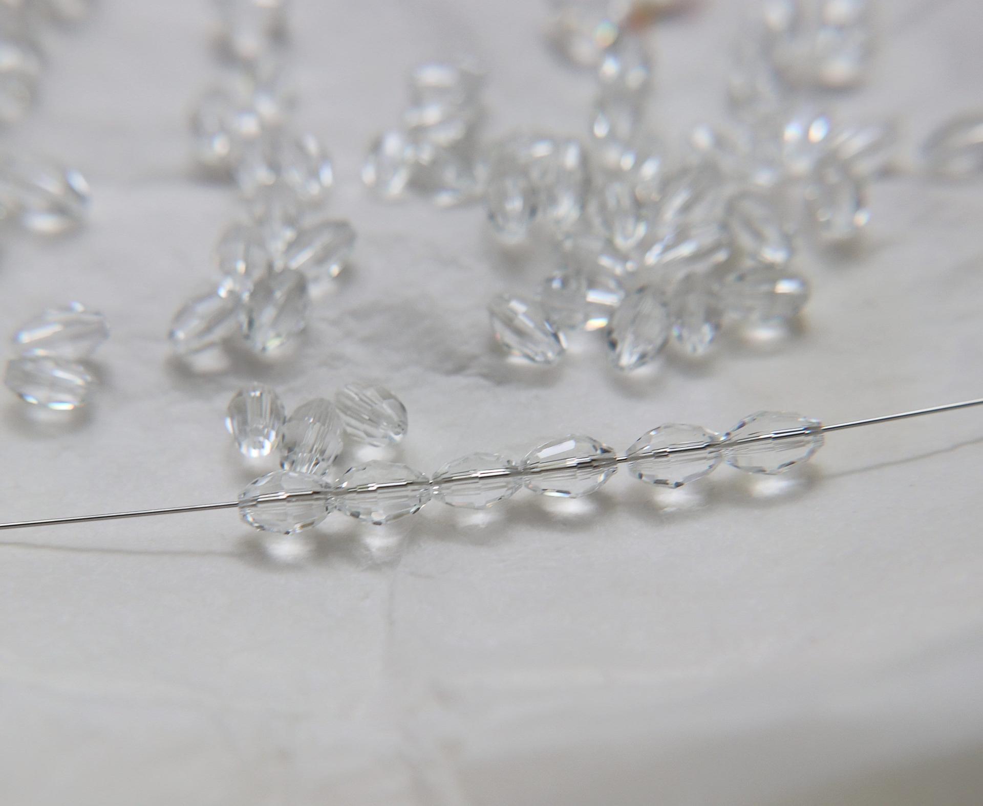 Vintage Preciosa 7.5x5mm Crystal Olive Beadsjewelry making Vintage beads embroidery materials jewelry making