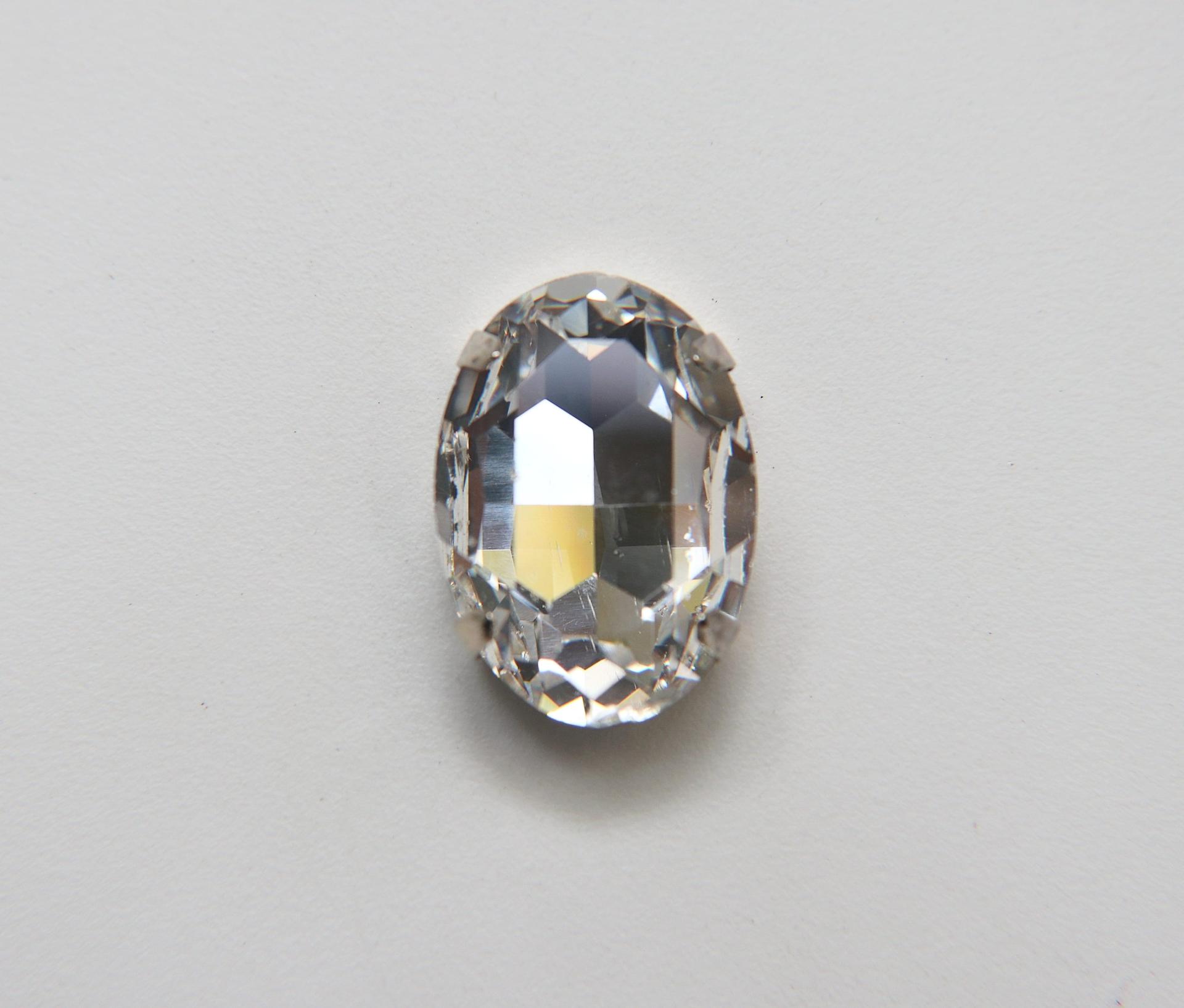 Swarovski 30x22 mm Oval 4127 Crystal Silver Vintage Clips Sewon 4 hole embroidery materials sewing jewelry making craft vintage supplies