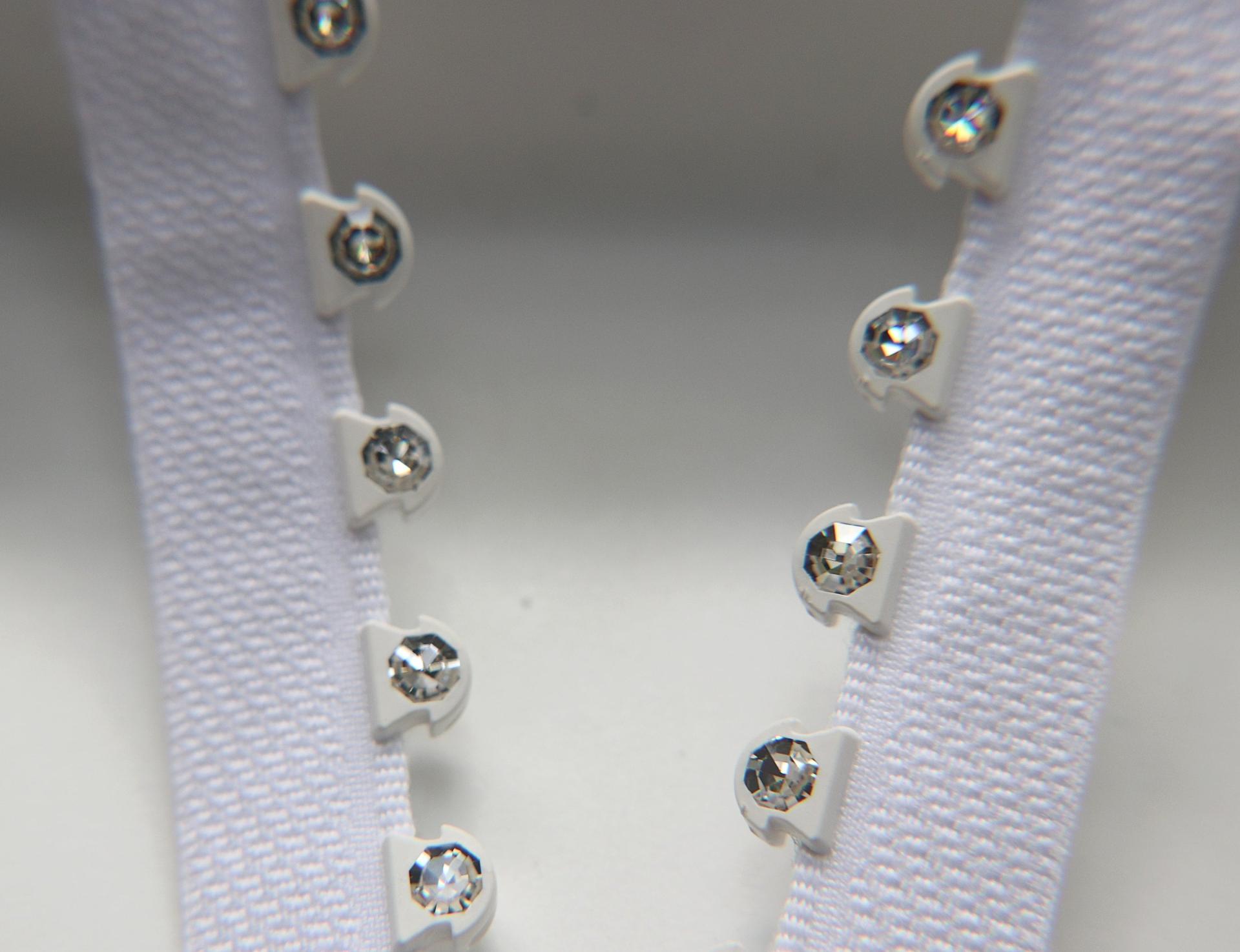 SS24 (24 inch) Swarovski Crystal Rhinestone White Zipper closed at one end by PC