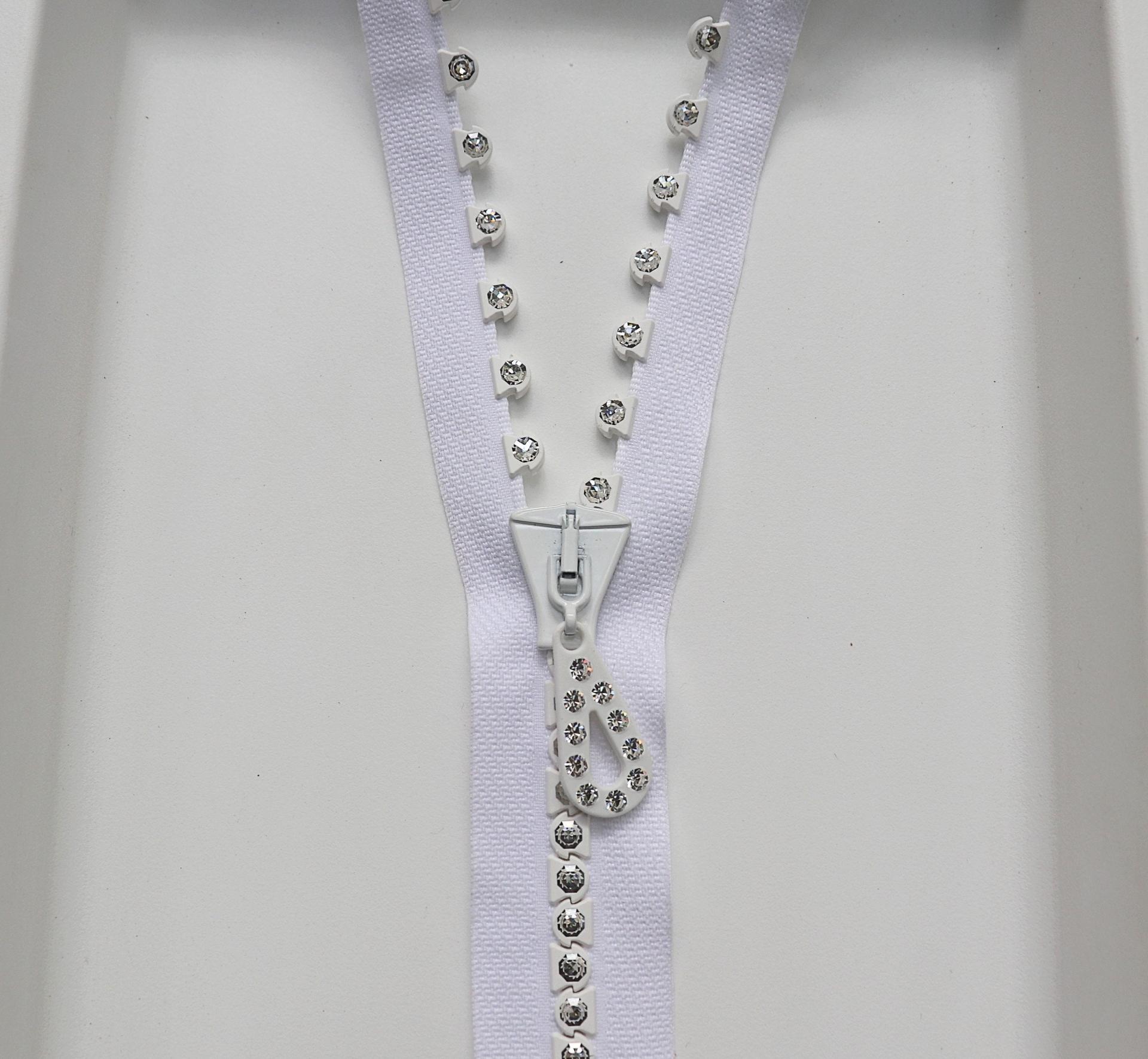 SS24 (24 inch) Swarovski Crystal Rhinestone White Zipper closed at one end by PC