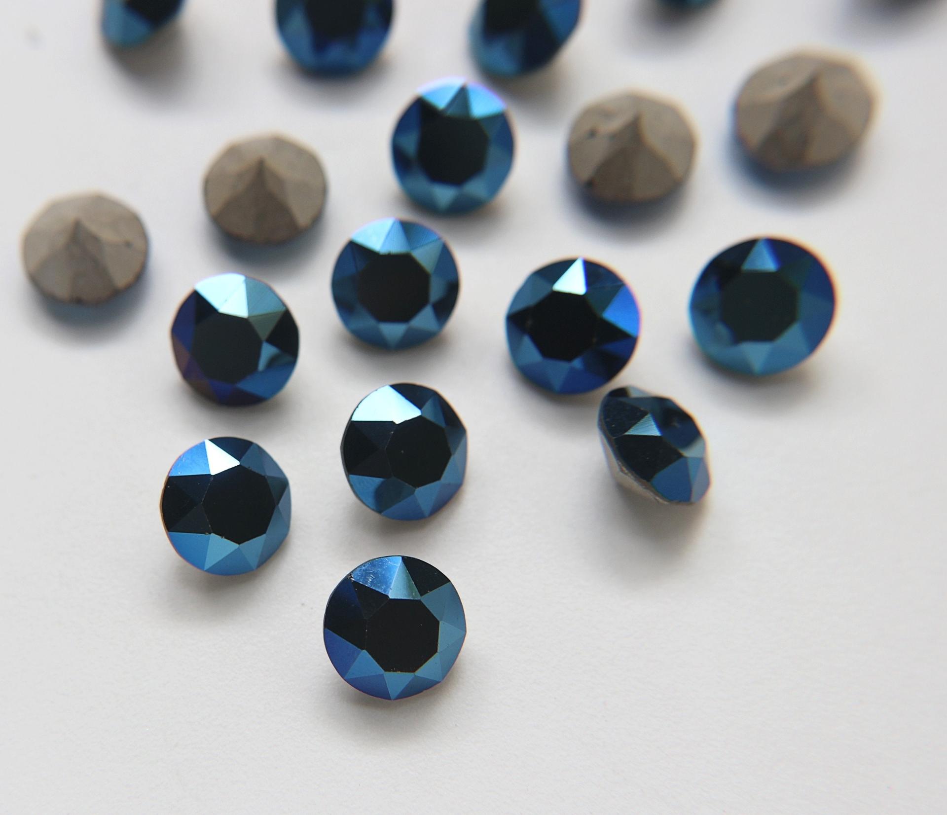 55 ss Swarovski Vintage Metallic Blue Rhinestones Foiled jewelry making ring accessories