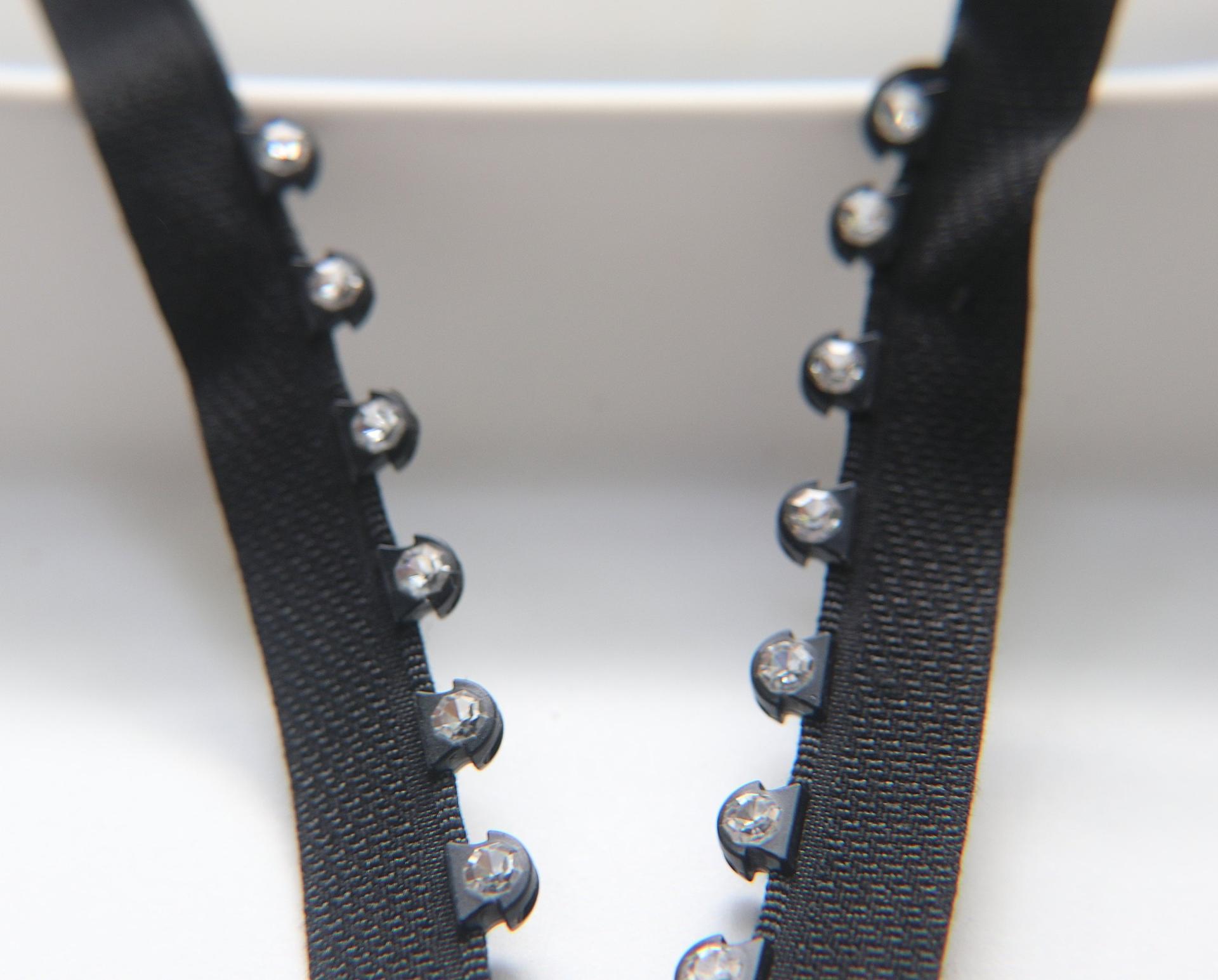 SS24 (13 inch) Swarovski Crystal Rhinestone Black Zipper closed at one end by PC