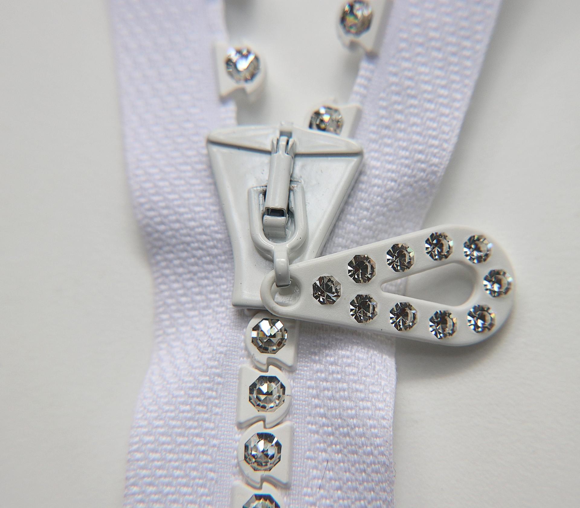 SS24 (24 inch) Swarovski Crystal Rhinestone White Zipper closed at one end by PC