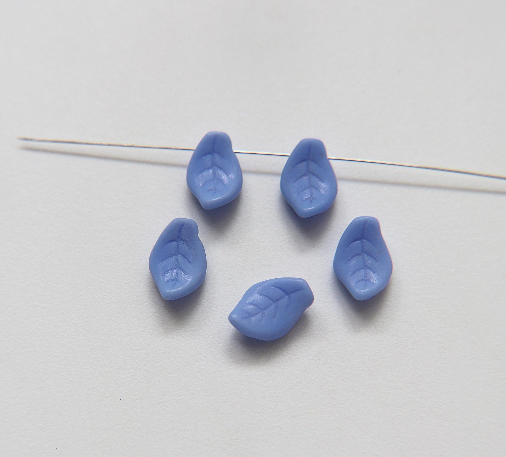 Curly leaf shaped pressed glass beads - made in Czech Republic