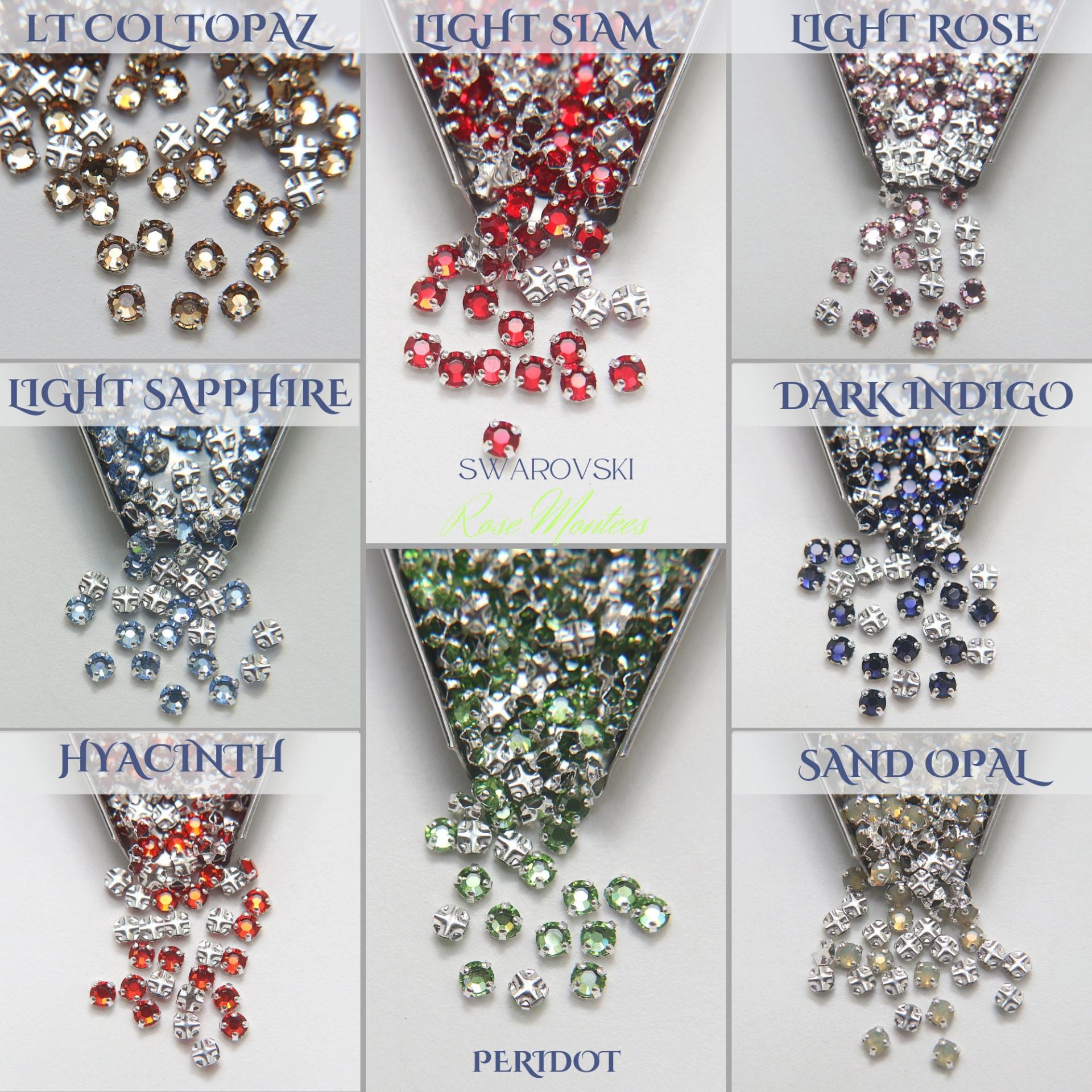 16ss Clear Flatback Swarovski Rose Montees, 4mm Silver Plated Mounted Rose Montees in colors sewon embroidery materials tailoring wedding