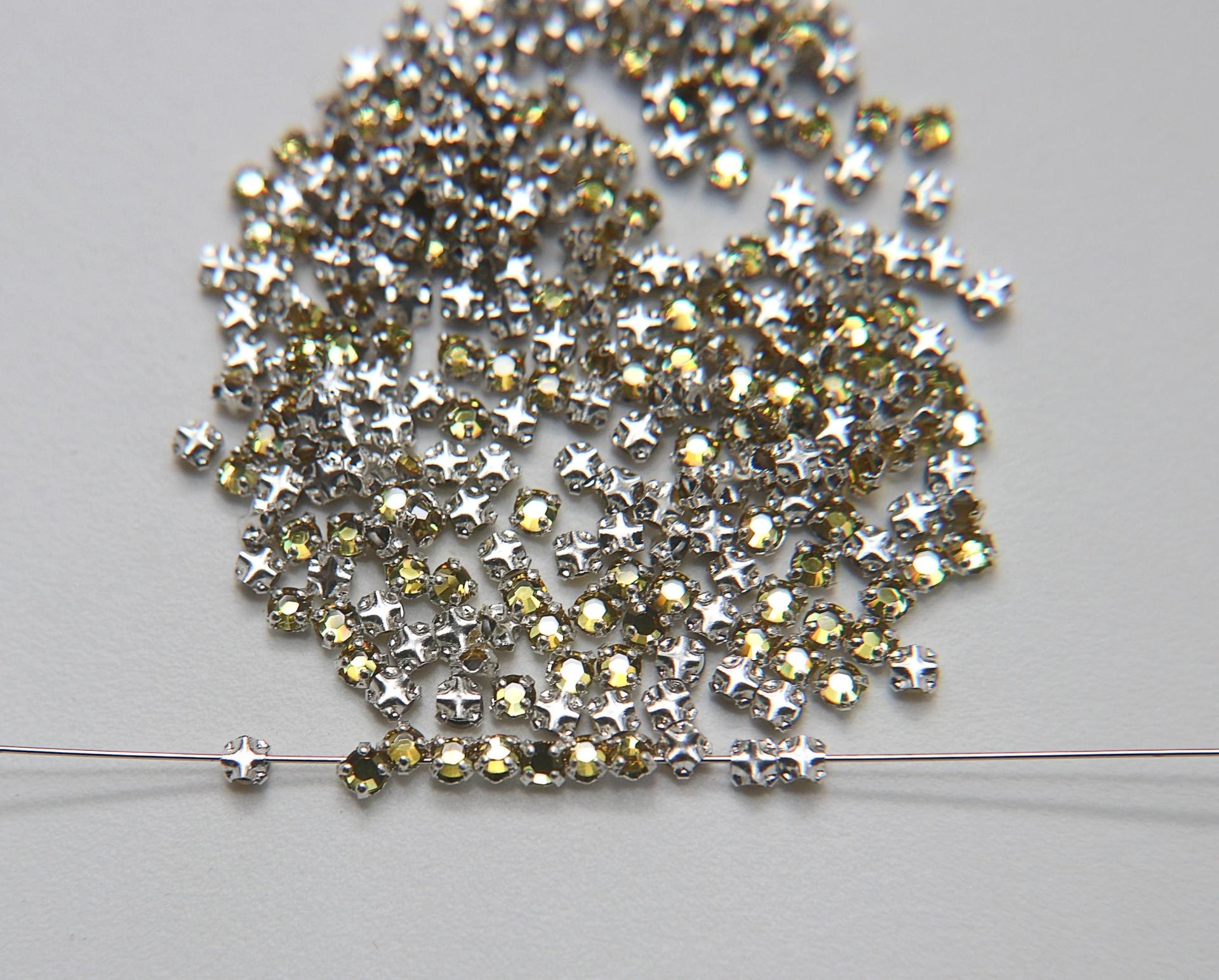 10ss Clear Flatback Swarovski Rose Montees, 2.8mm Silver Plated Mounted Rose Montees, in colors, sewon, embroidery materials, wedding deco