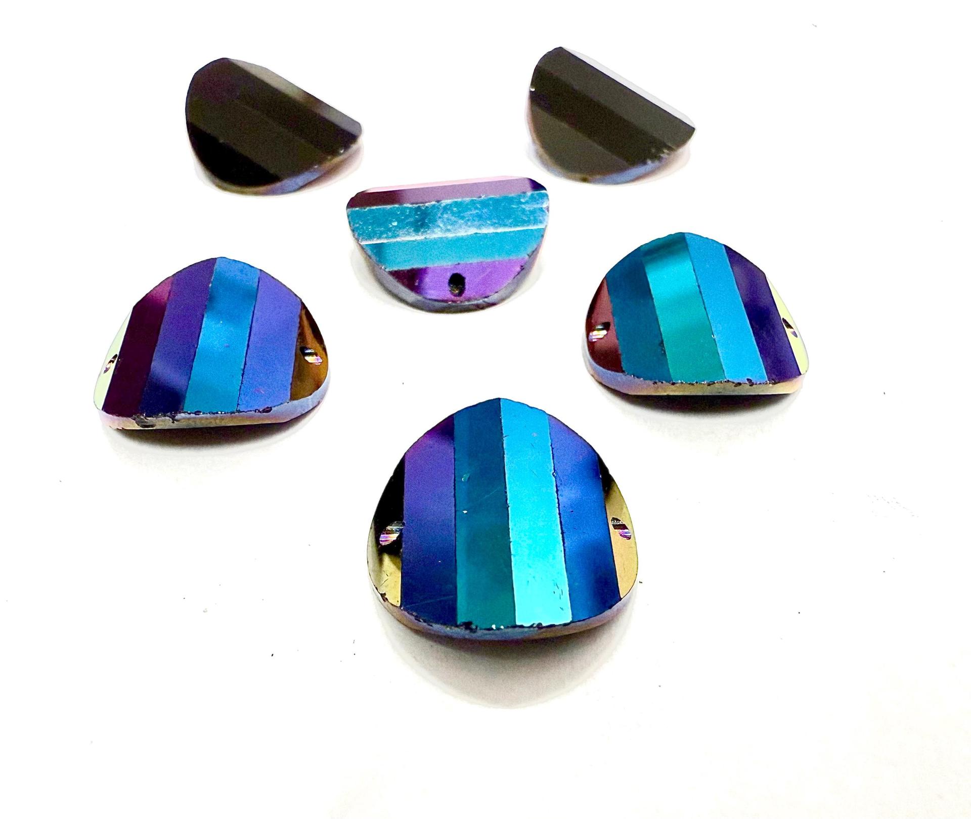 Crystal Rainbow Dark  Swarovski Crystal Square Faceted Buttons for Sewing Projects - 16mm Vintage Crystal Button Beads and Jewelry Supplies