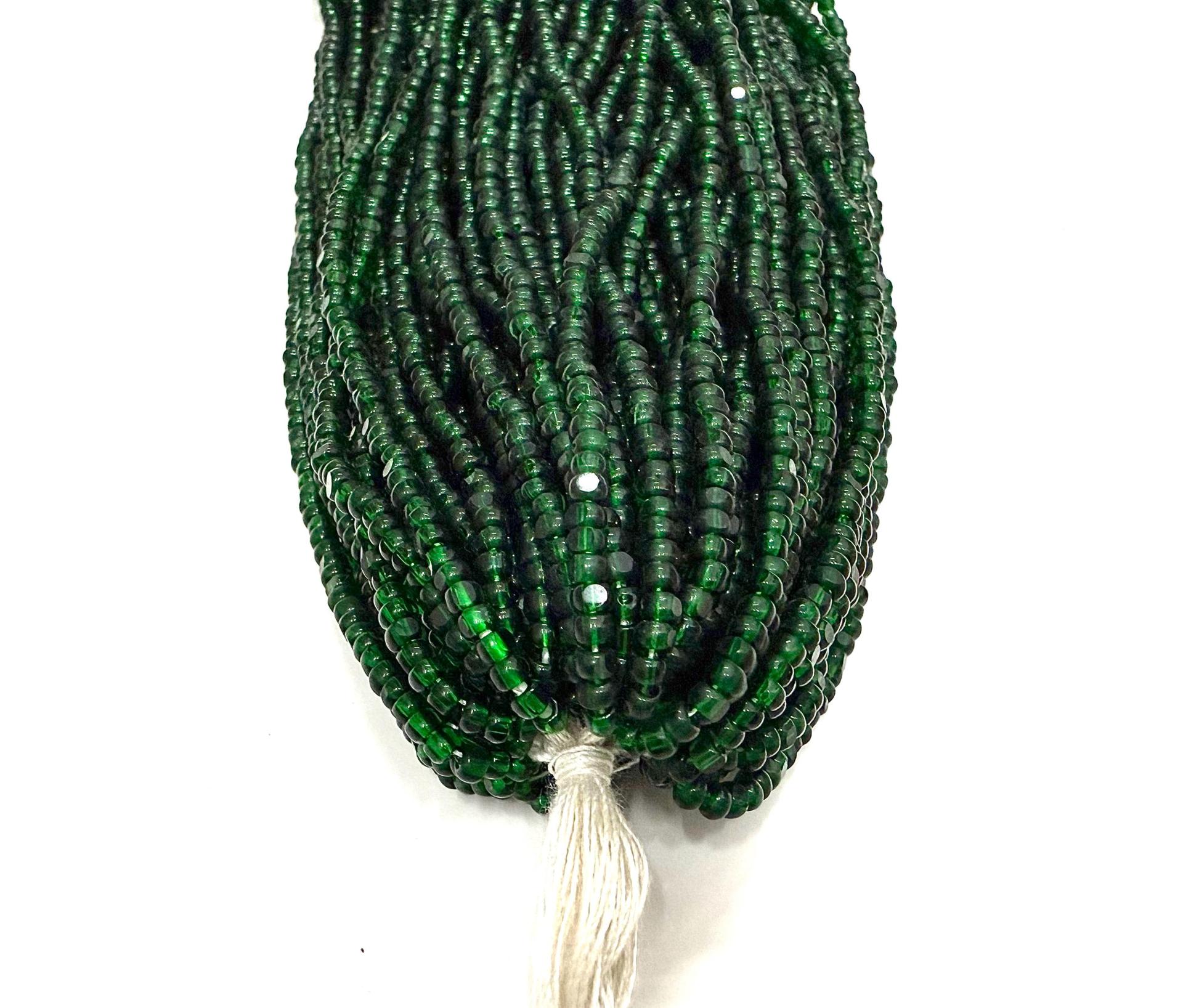8/0 Hanks Charlotte Cut Beads Transparent Deep Green Hanks PREMIUM SEED BEADS Native Supplies ornament making