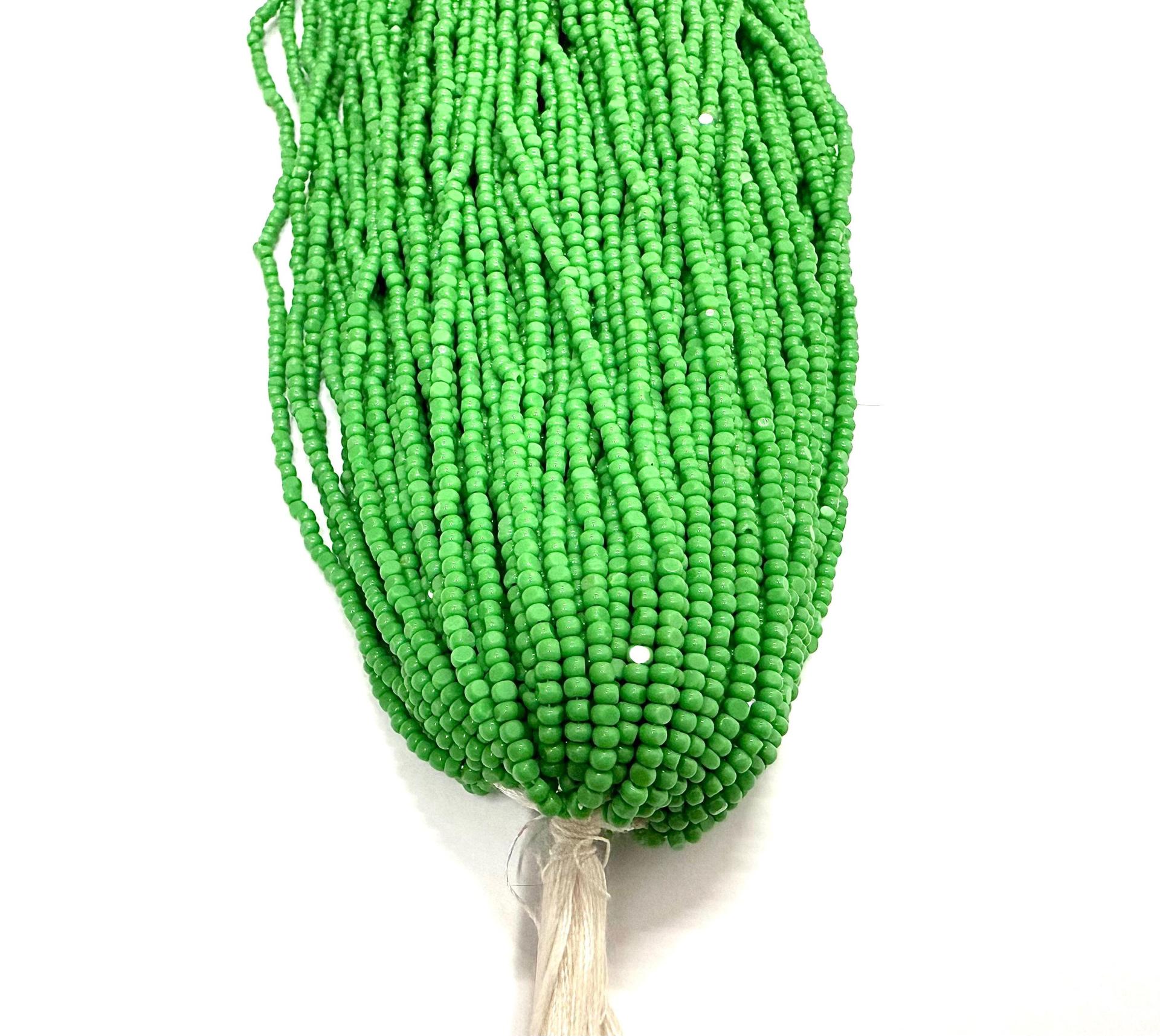 11/0 Hanks Charlotte Cut Beads 53250 Opaque Green Hanks 2.0mm glass beads jewelry supply findings native craft supply vintage