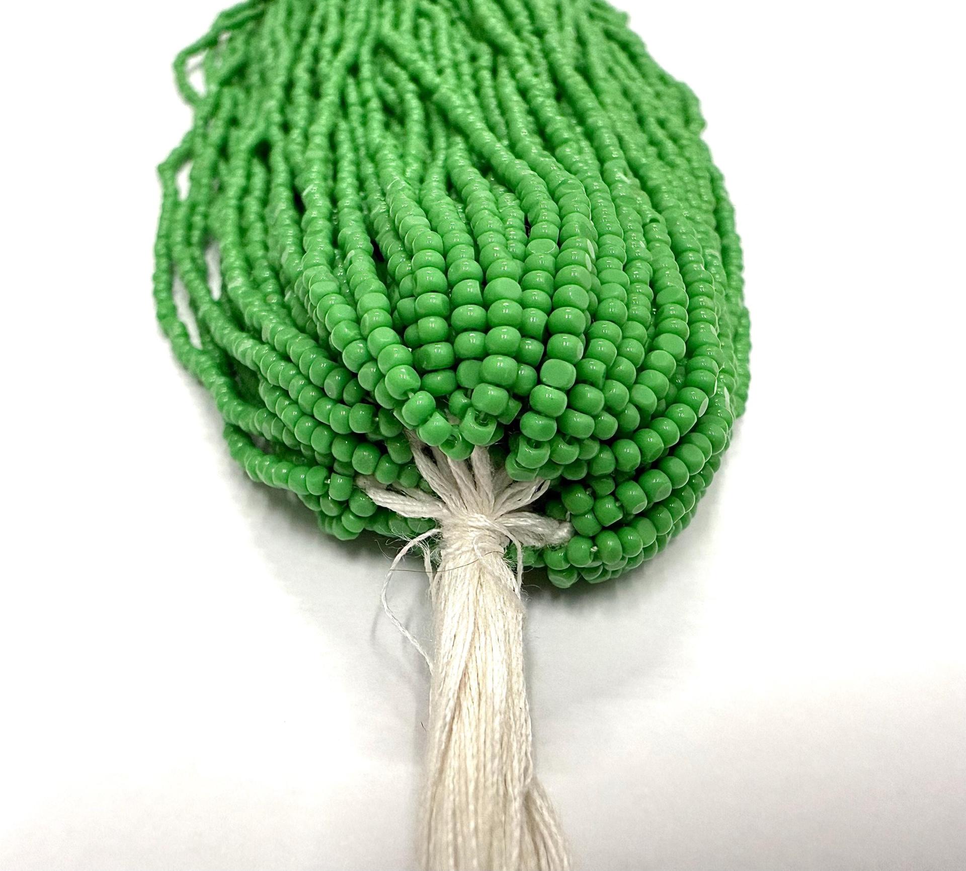 11/0 Hanks Charlotte Cut Beads 53250 Opaque Green Hanks 2.0mm glass beads jewelry supply findings native craft supply vintage