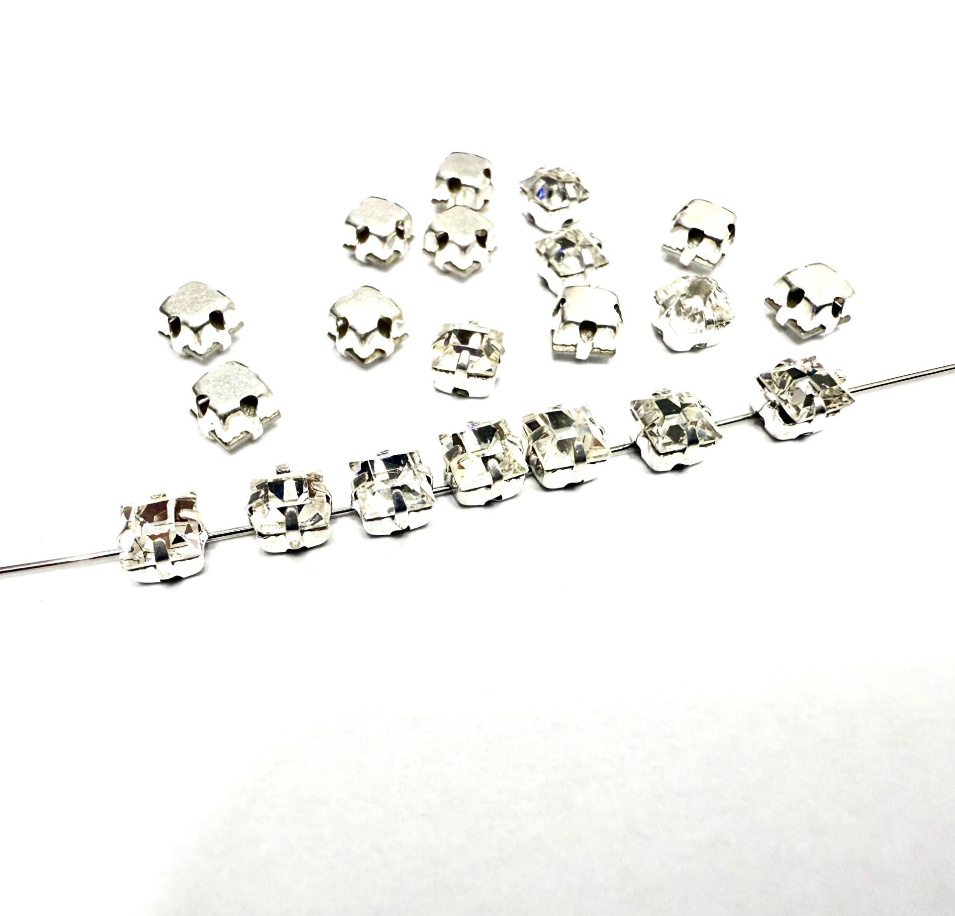 4mm square Swarovski Crystal Montees 4mm silver Plated Mounted Rose Montees sewon embroidery materials wedding decoration