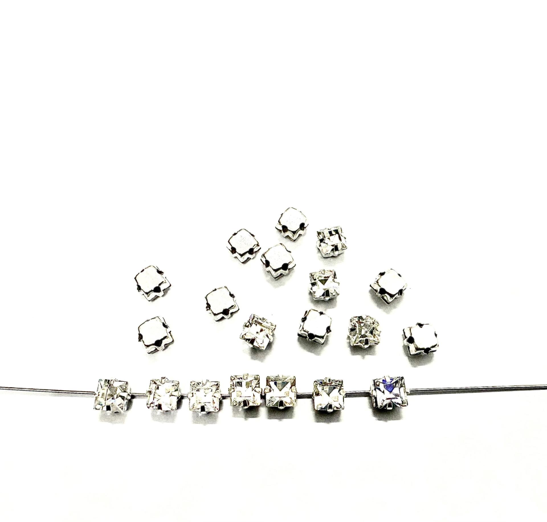 4mm square Swarovski Crystal Montees 4mm silver Plated Mounted Rose Montees sewon embroidery materials wedding decoration