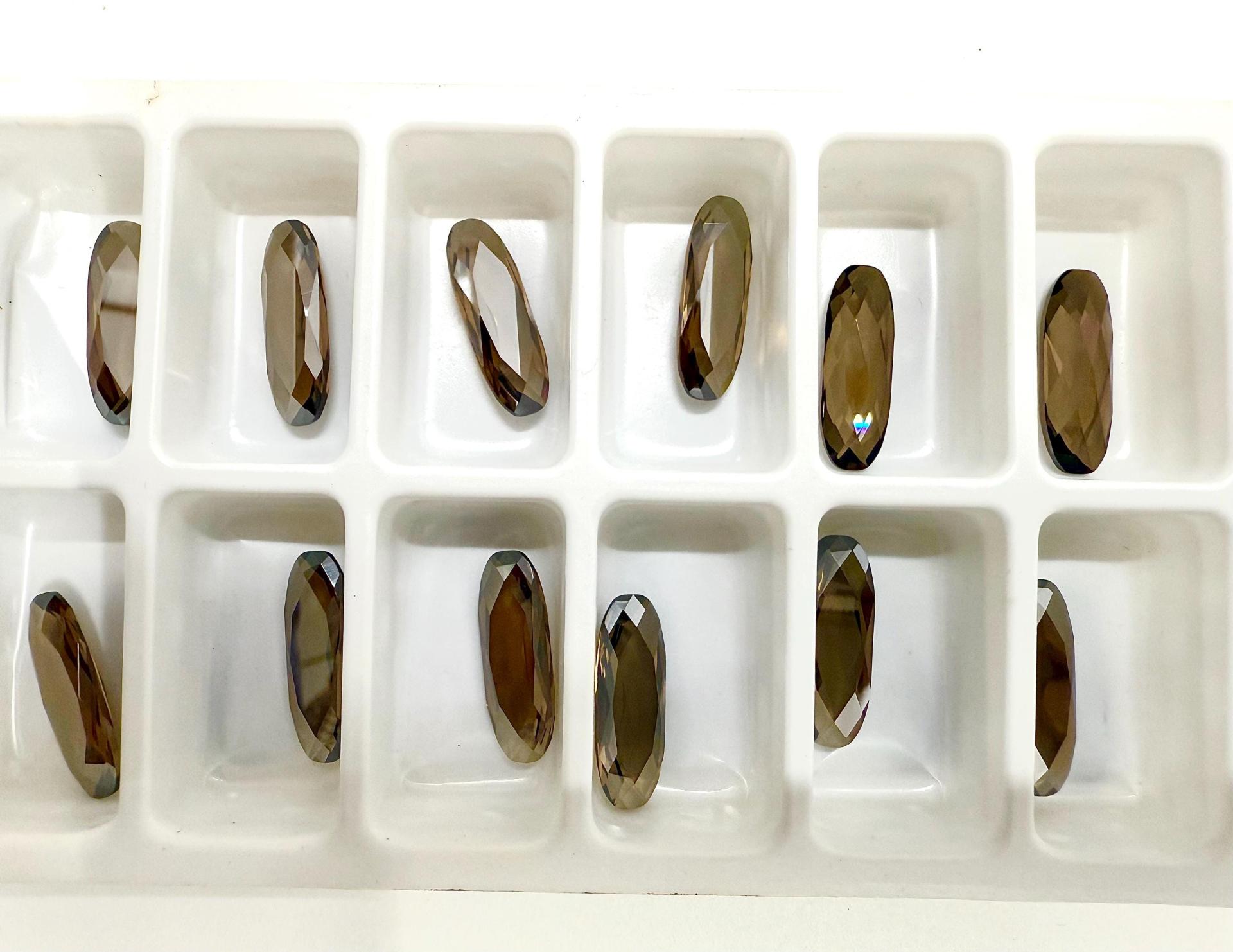 Vintage Swarovski 4161 Long Classical Oval 21x7mm Light Colorado Topaz Satin unfoiled (2 Pieces) gemstones, jewlery making, color zirconium