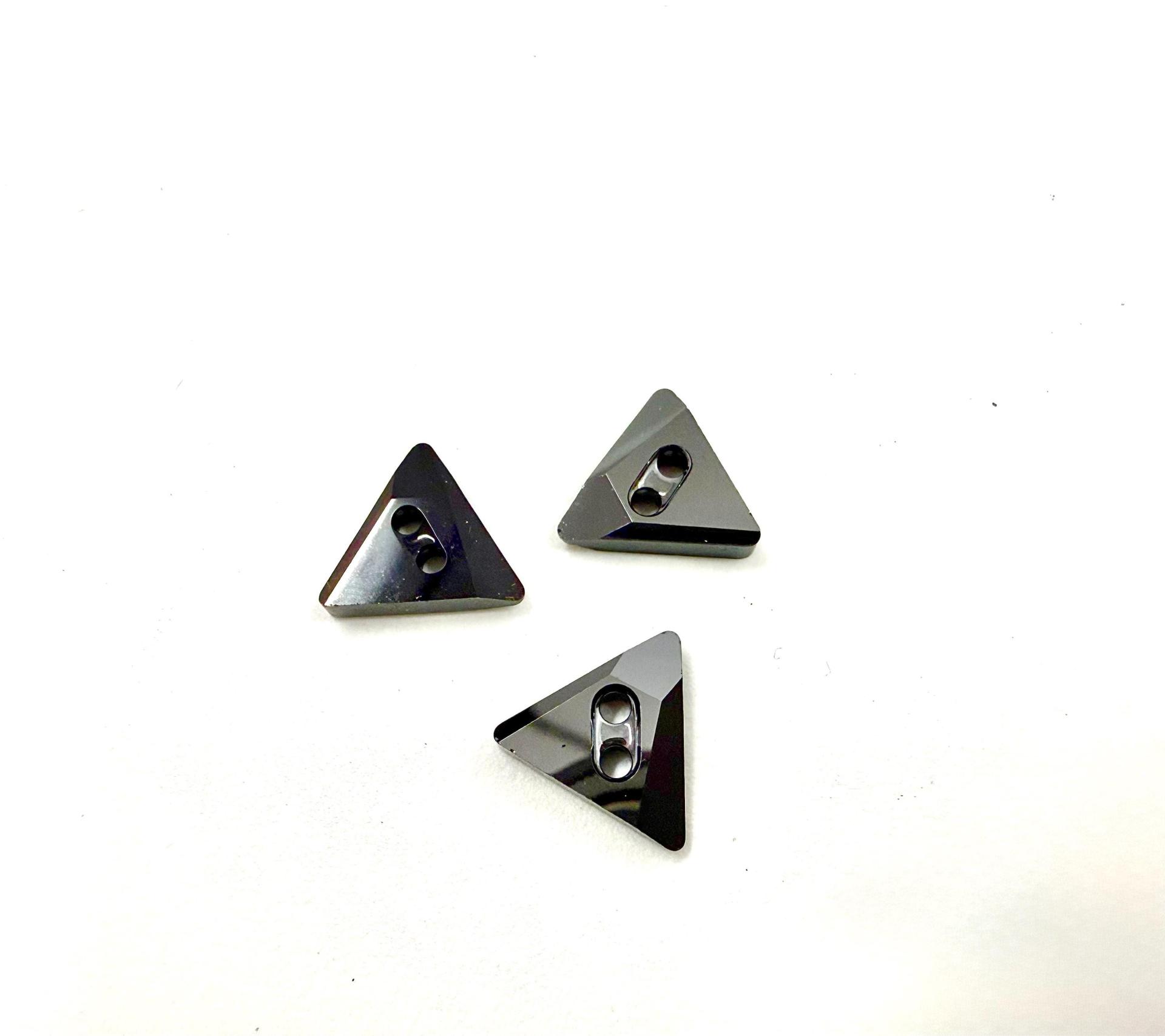 12mm Swarovski 3028 Triangle Jet Hematite Button vintage crystals Button vintage crystals