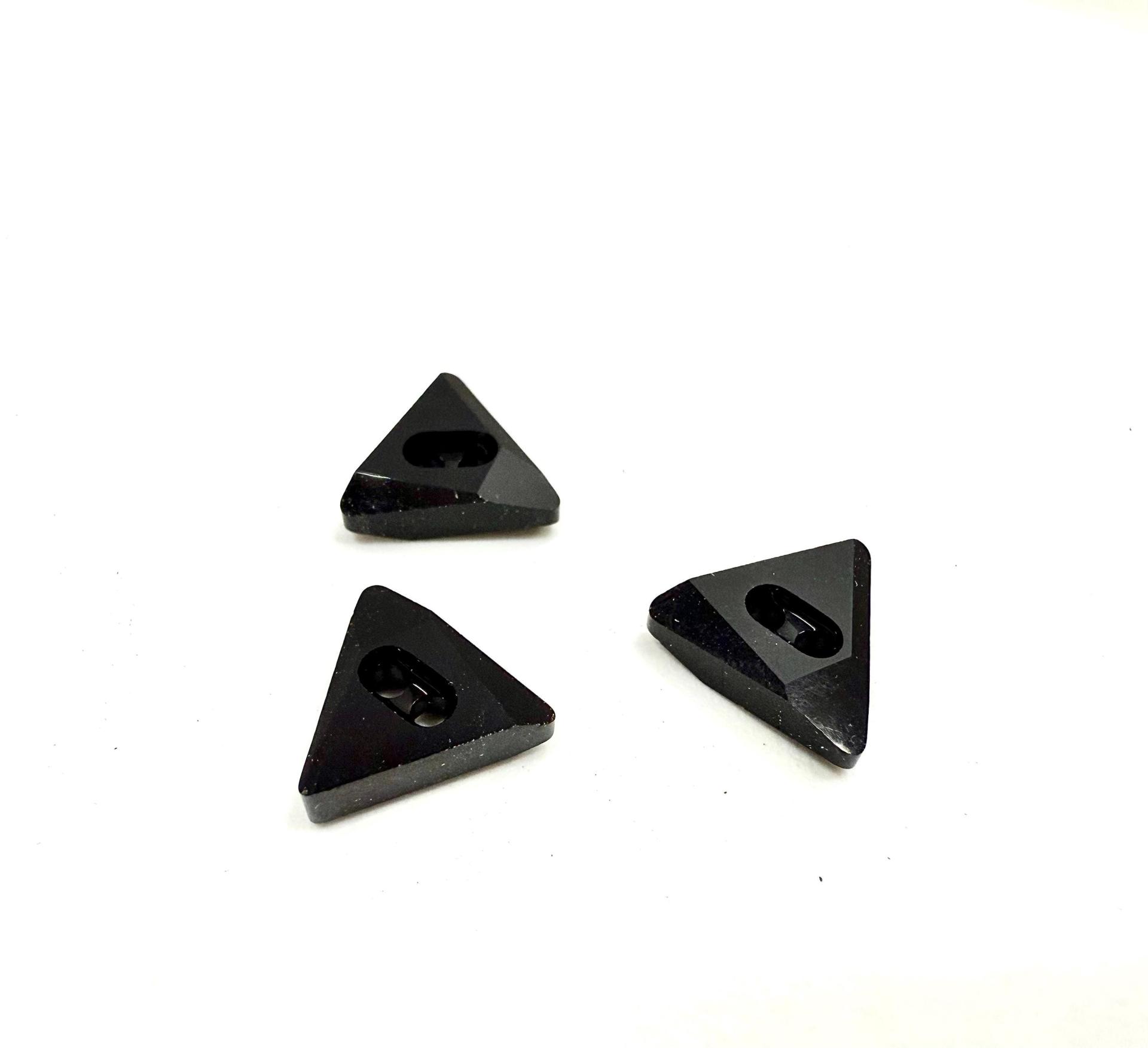 10mm Swarovski 3028 Triangle Jet Black Button 2/6/12 pieces