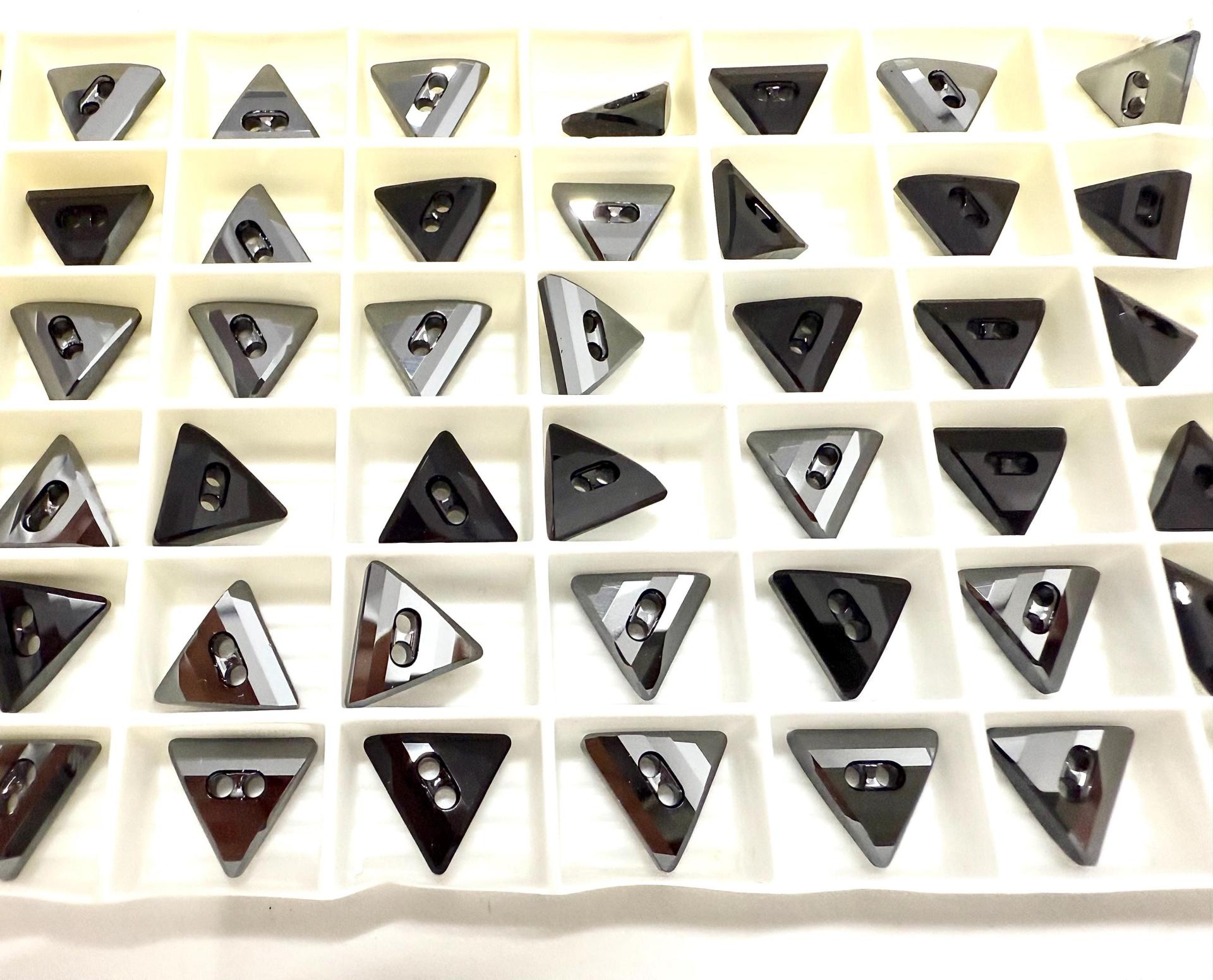 10mm Swarovski 3038 Triangle Jet Hematite Black Button Vintage crystals